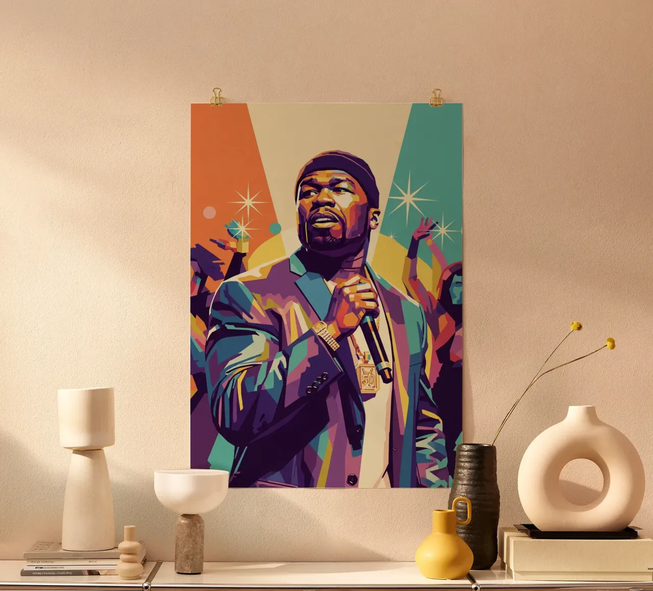 50 Cent- in da club poster con telaio in legno da Hantamrata