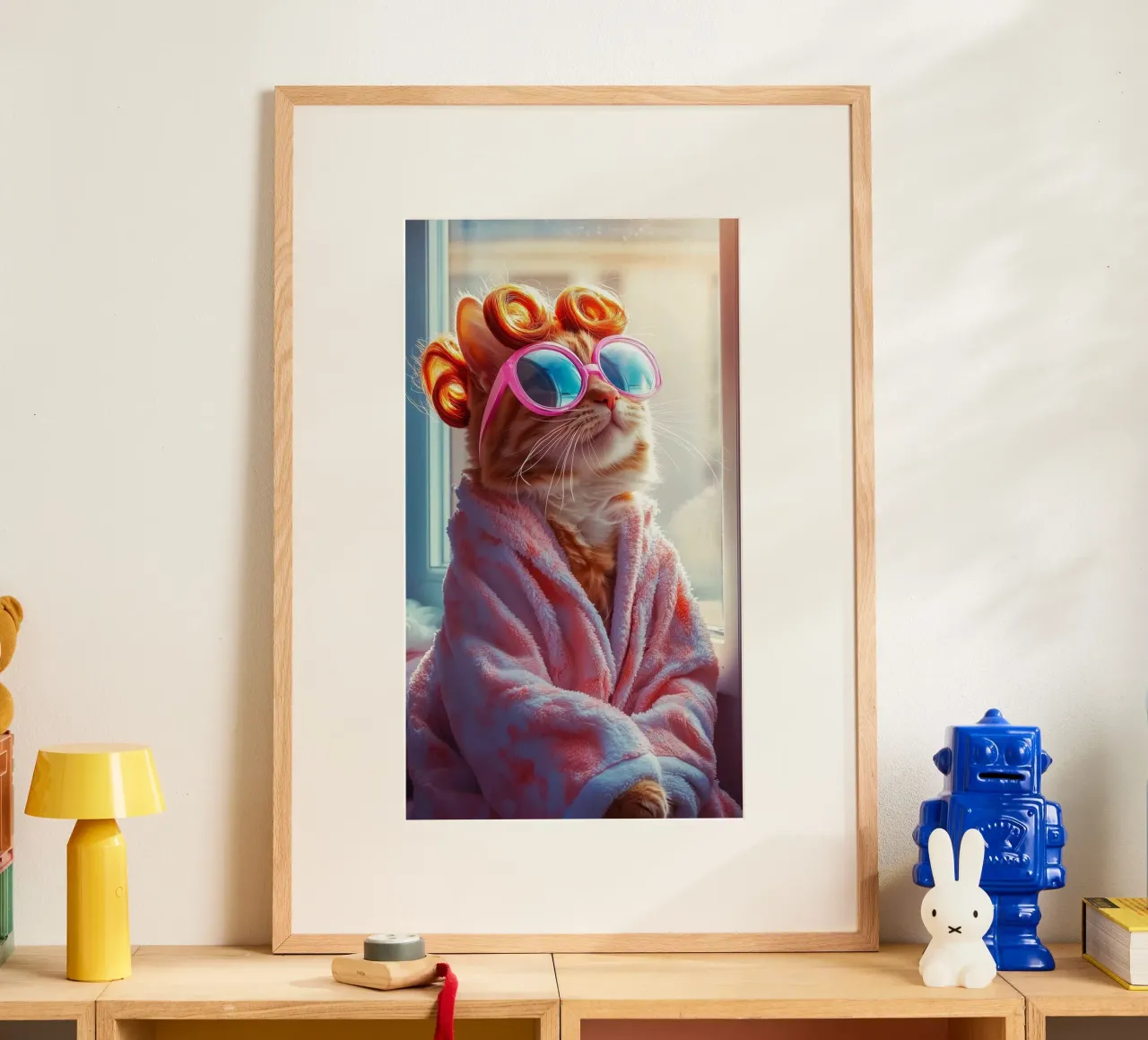 cool cat in shower dress poster da throme