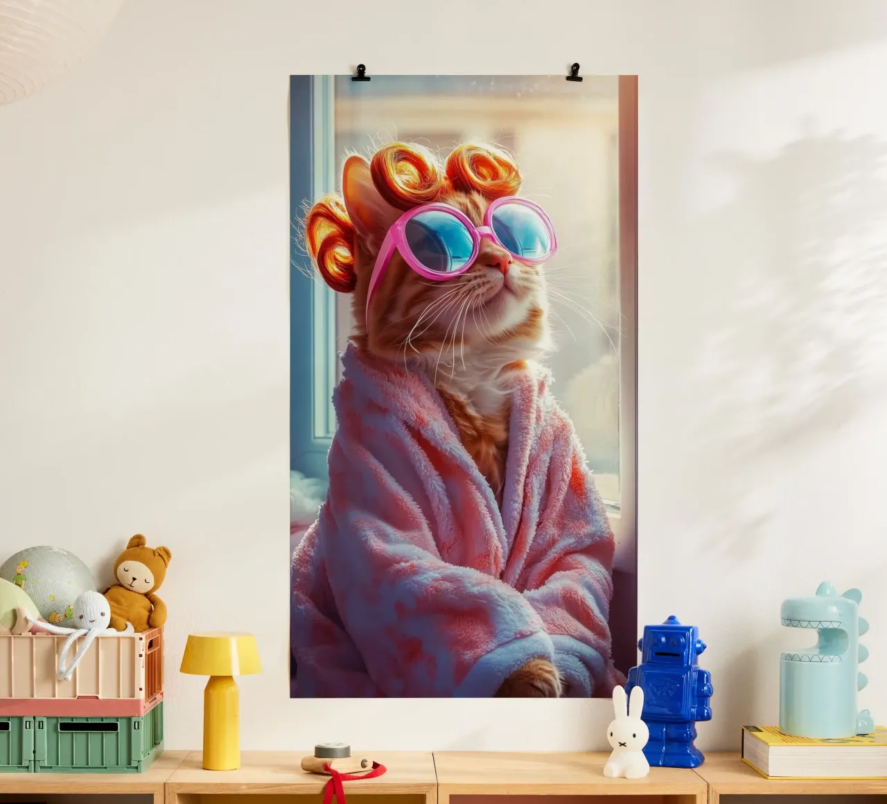 cool cat in shower dress poster da throme