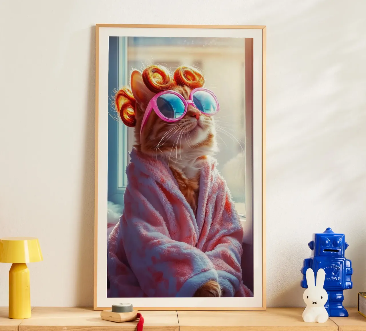 cool cat in shower dress poster da throme