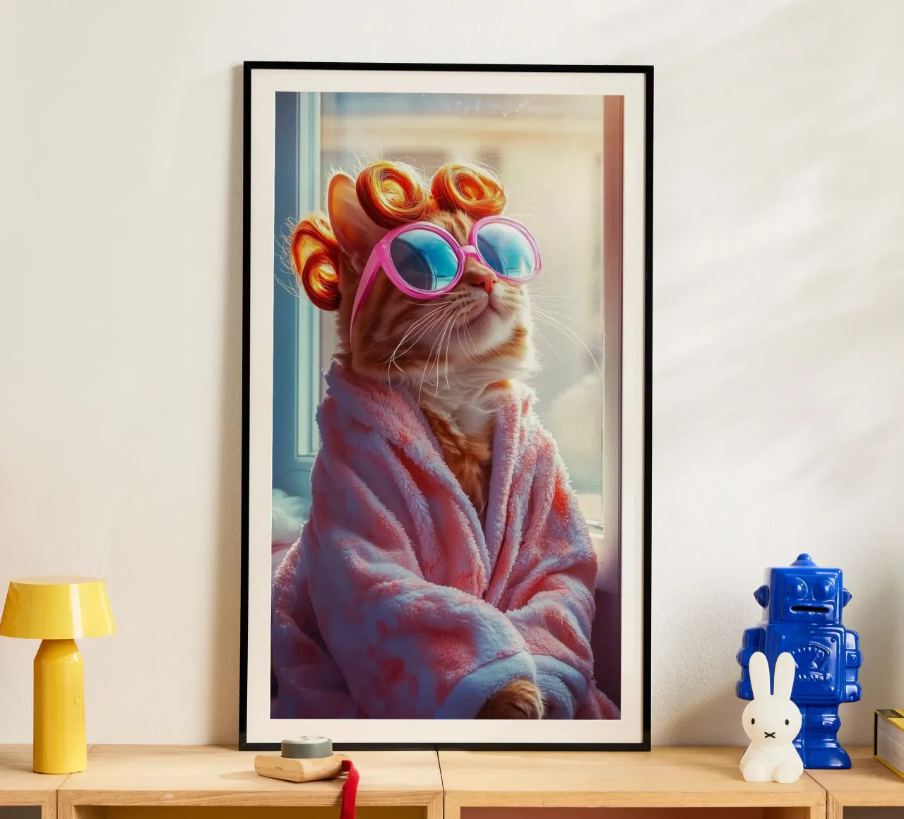 cool cat in shower dress poster da throme