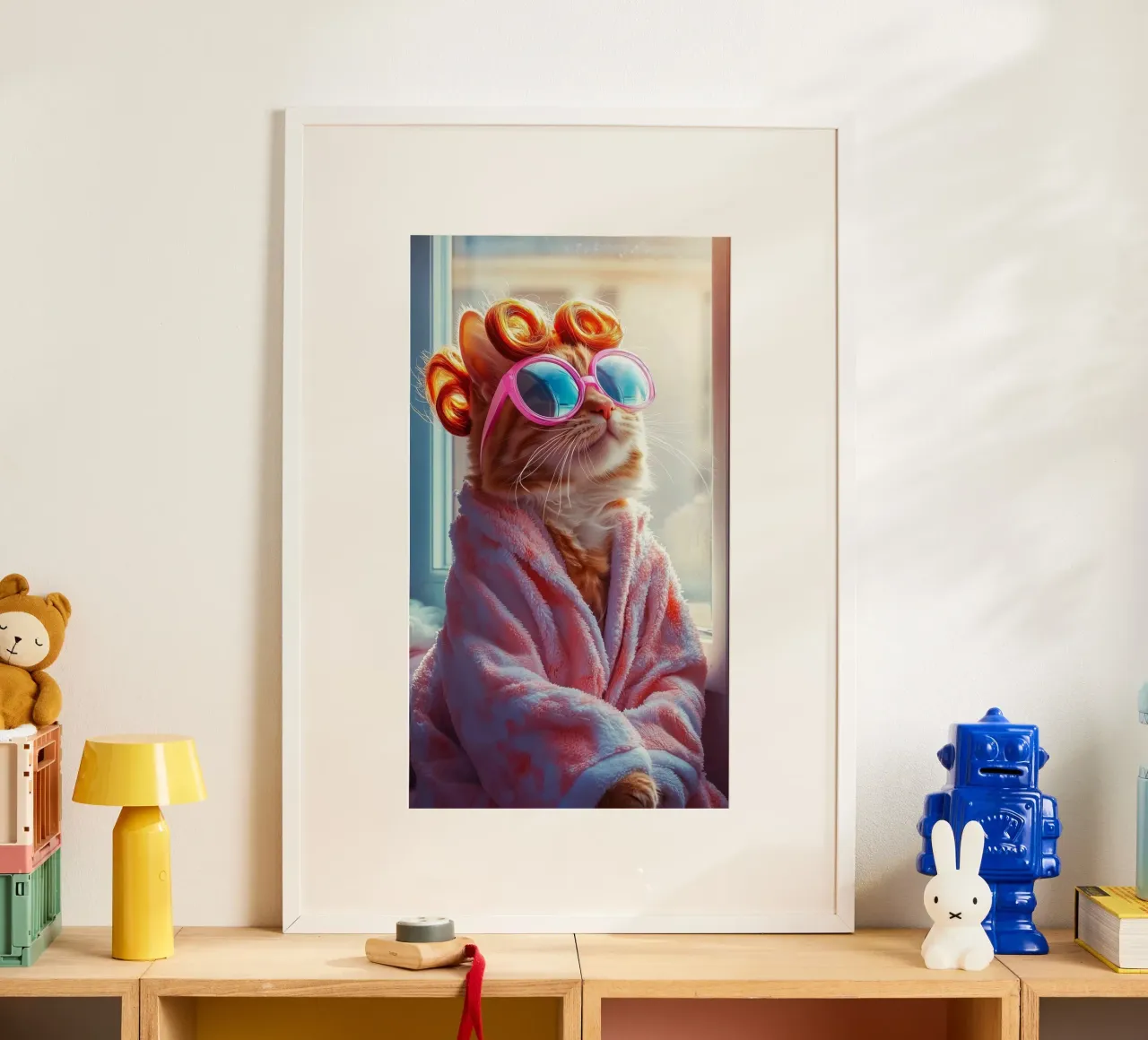 cool cat in shower dress poster da throme