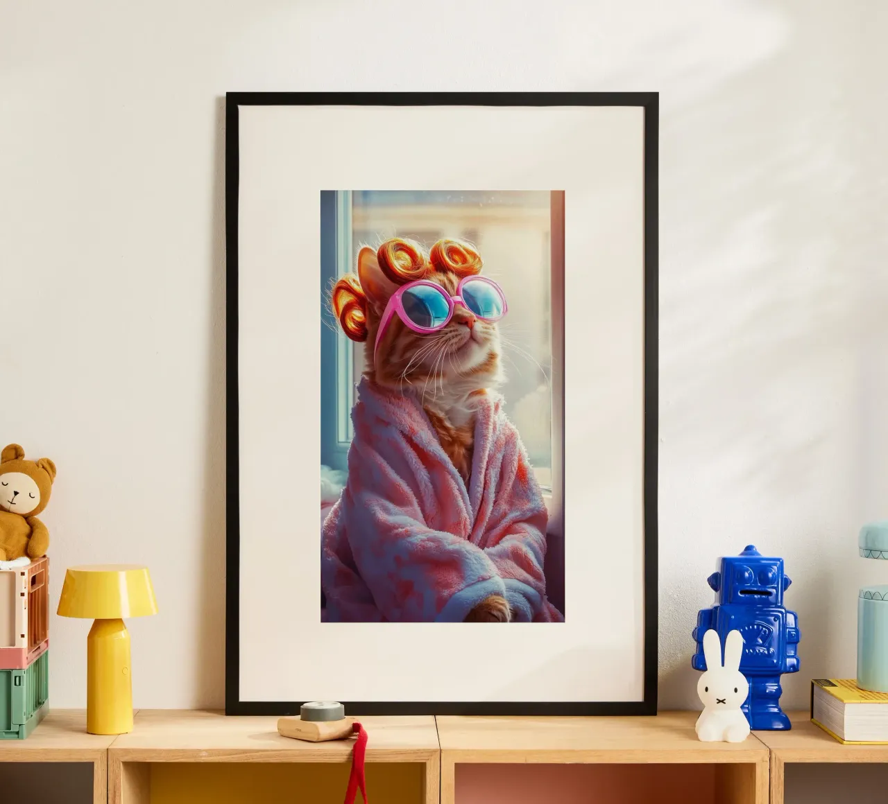 cool cat in shower dress poster da throme