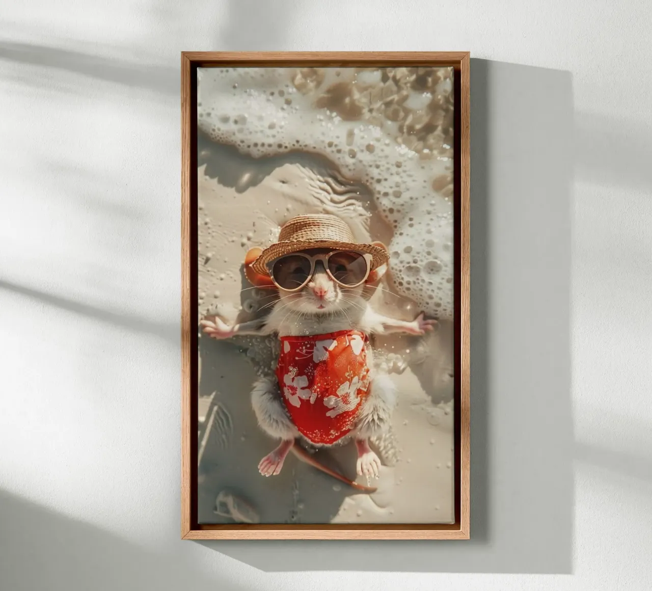 playful mouse in beach canvas met Baklijst van throme