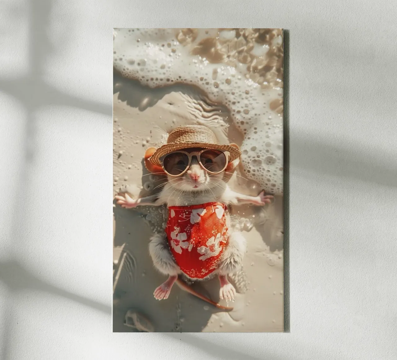 playful mouse in beach canvas met Baklijst van throme
