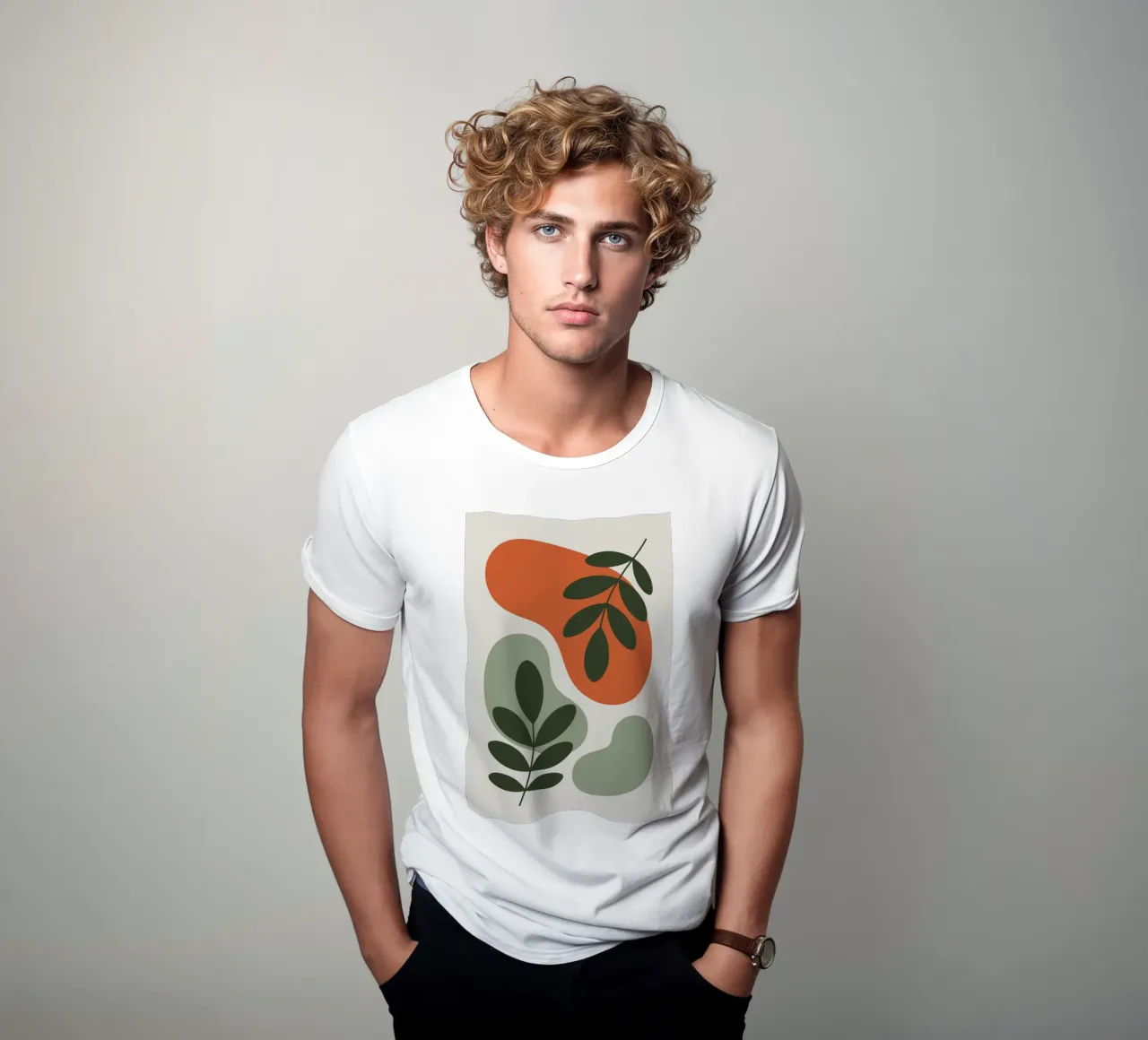 Overlapping Leaves on Organic Blobs t-shirt de LisaArtes