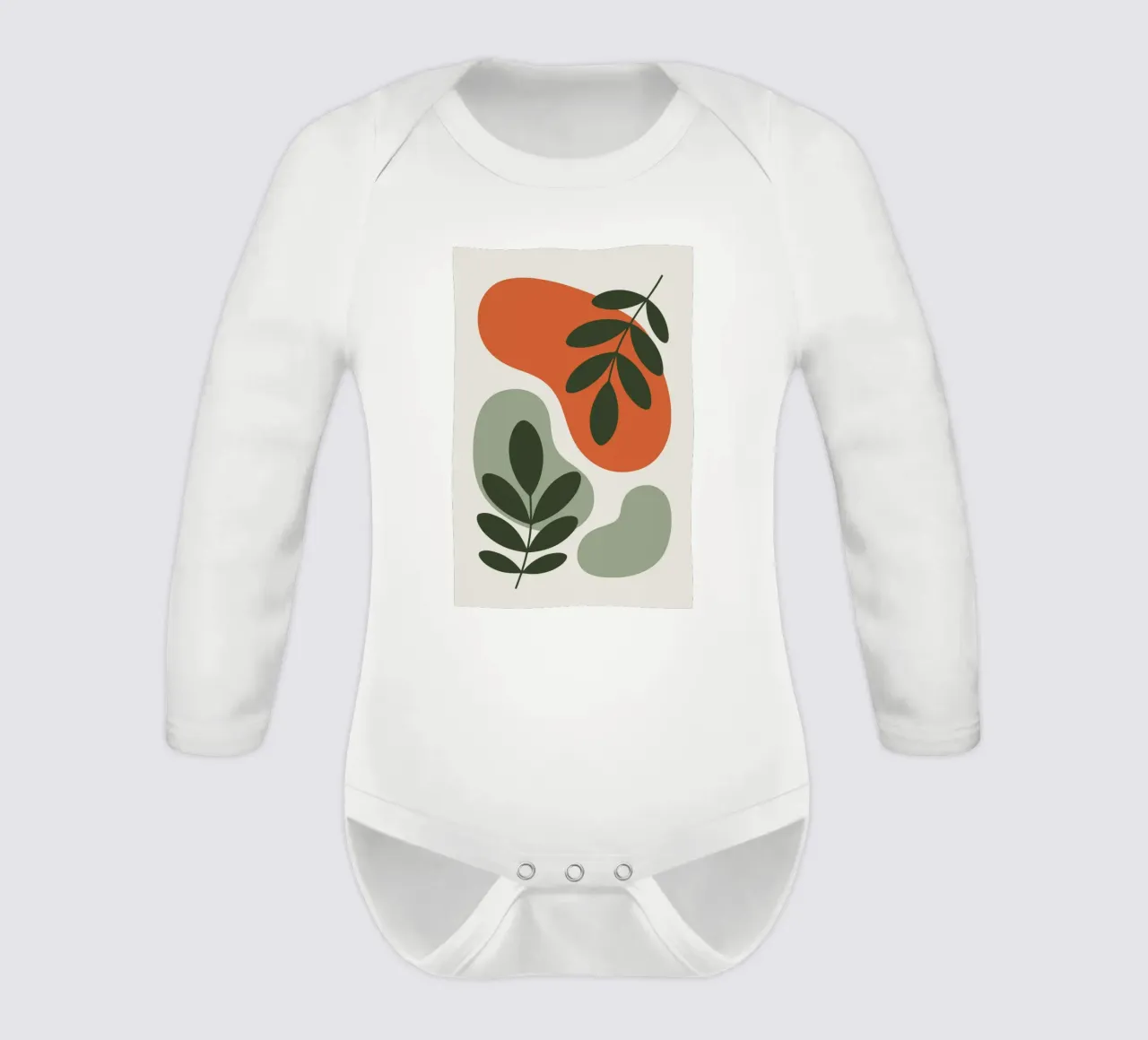 Overlapping Leaves on Organic Blobs body neonato maniche lunghe da LisaArtes