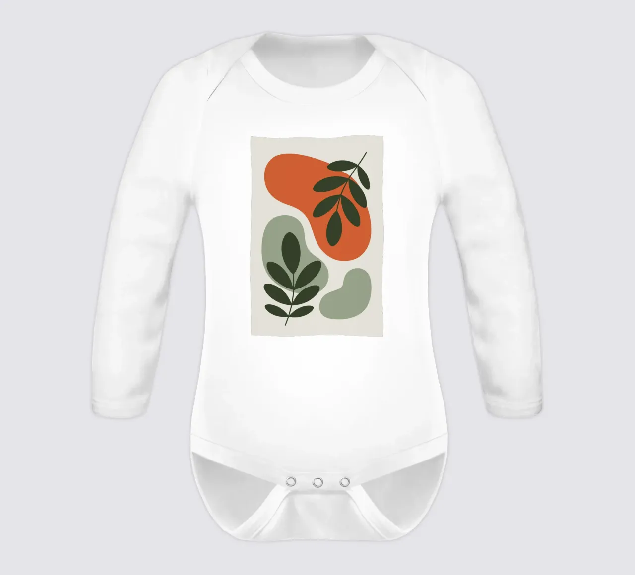 Overlapping Leaves on Organic Blobs body neonato maniche lunghe da LisaArtes