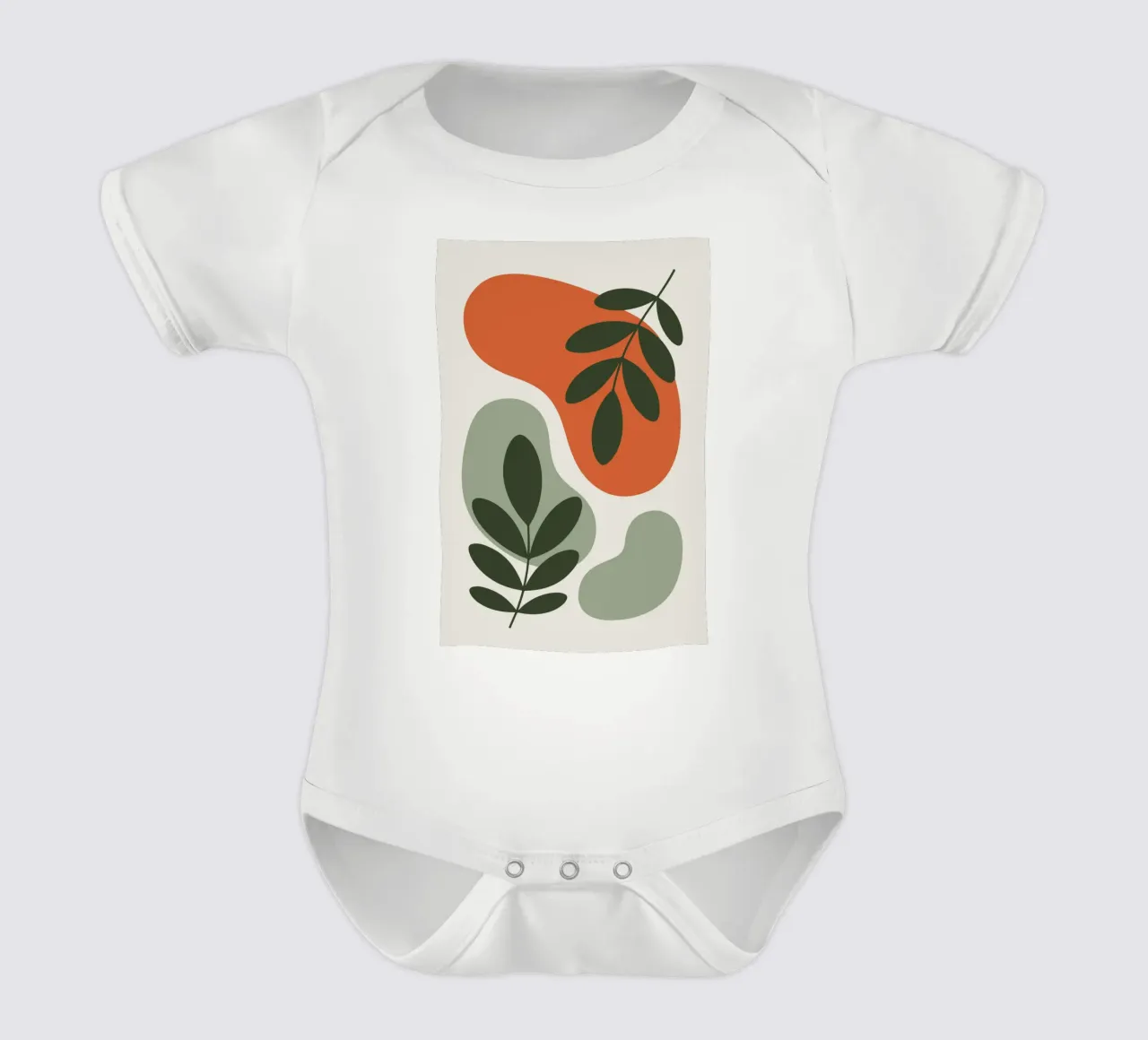 Overlapping Leaves on Organic Blobs Kurzarm Babybody von LisaArtes