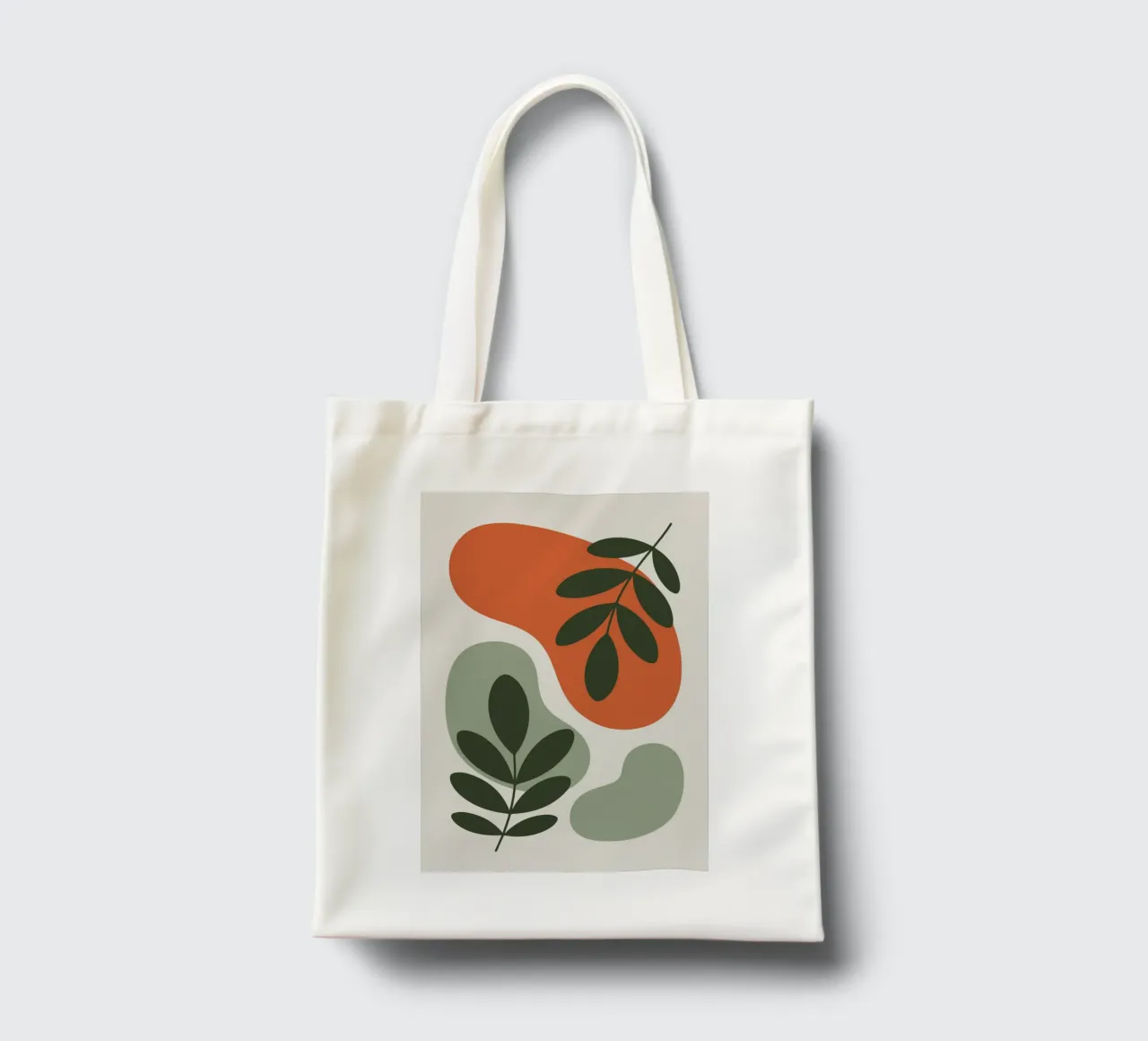 Overlapping Leaves on Organic Blobs borsa in juta da LisaArtes