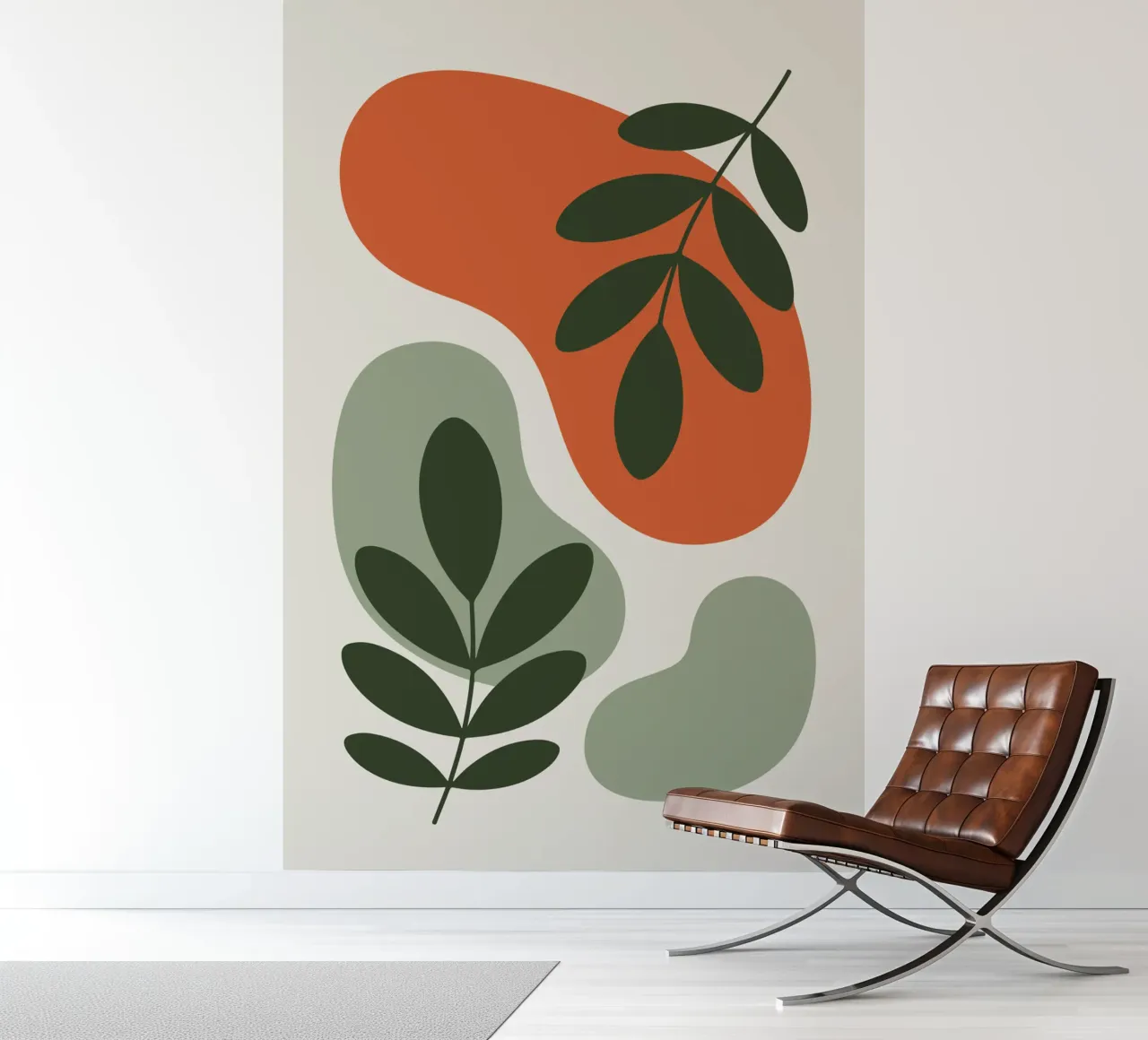 Overlapping Leaves on Organic Blobs fotobehang van LisaArtes