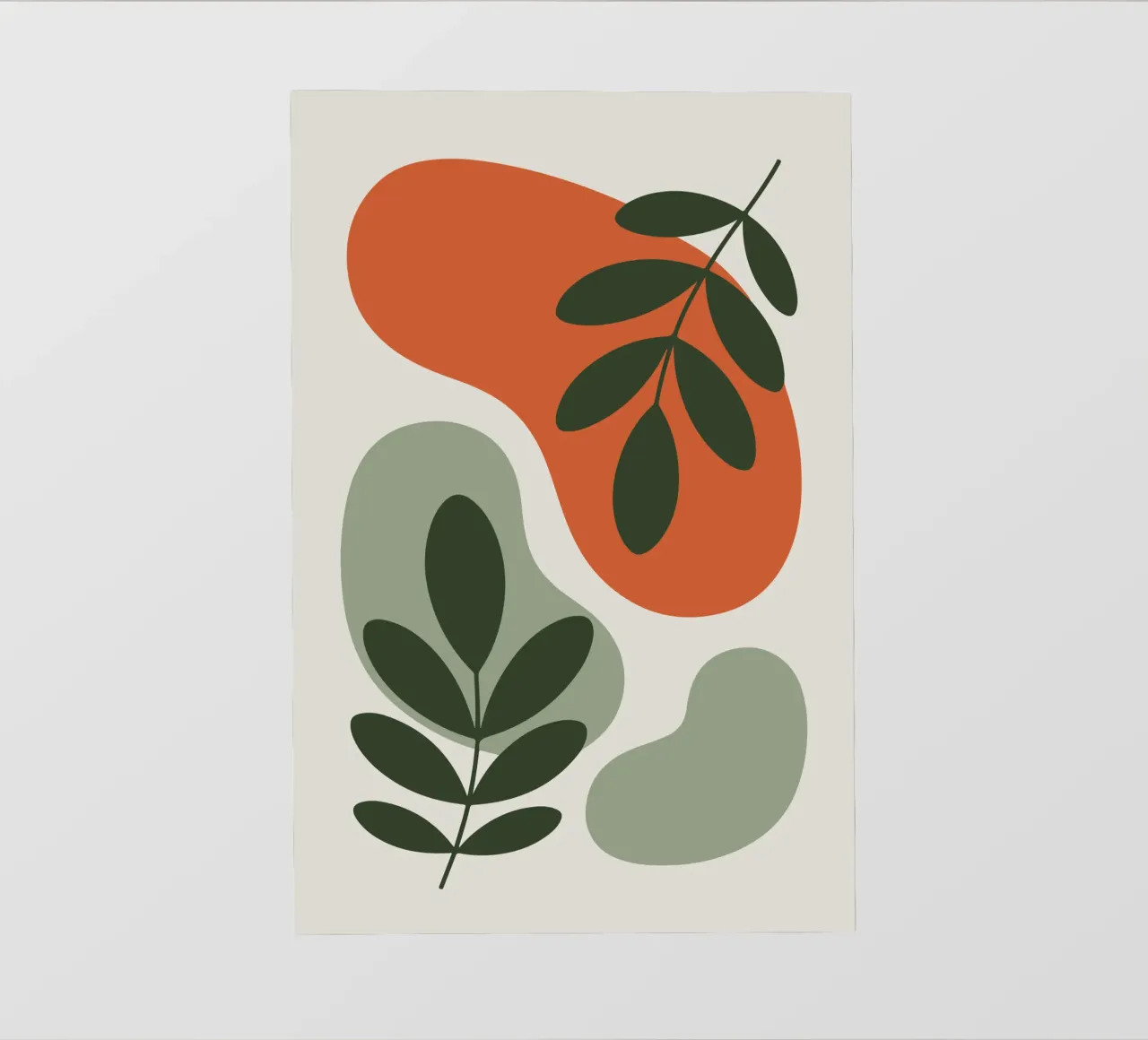 Overlapping Leaves on Organic Blobs fotobehang van LisaArtes