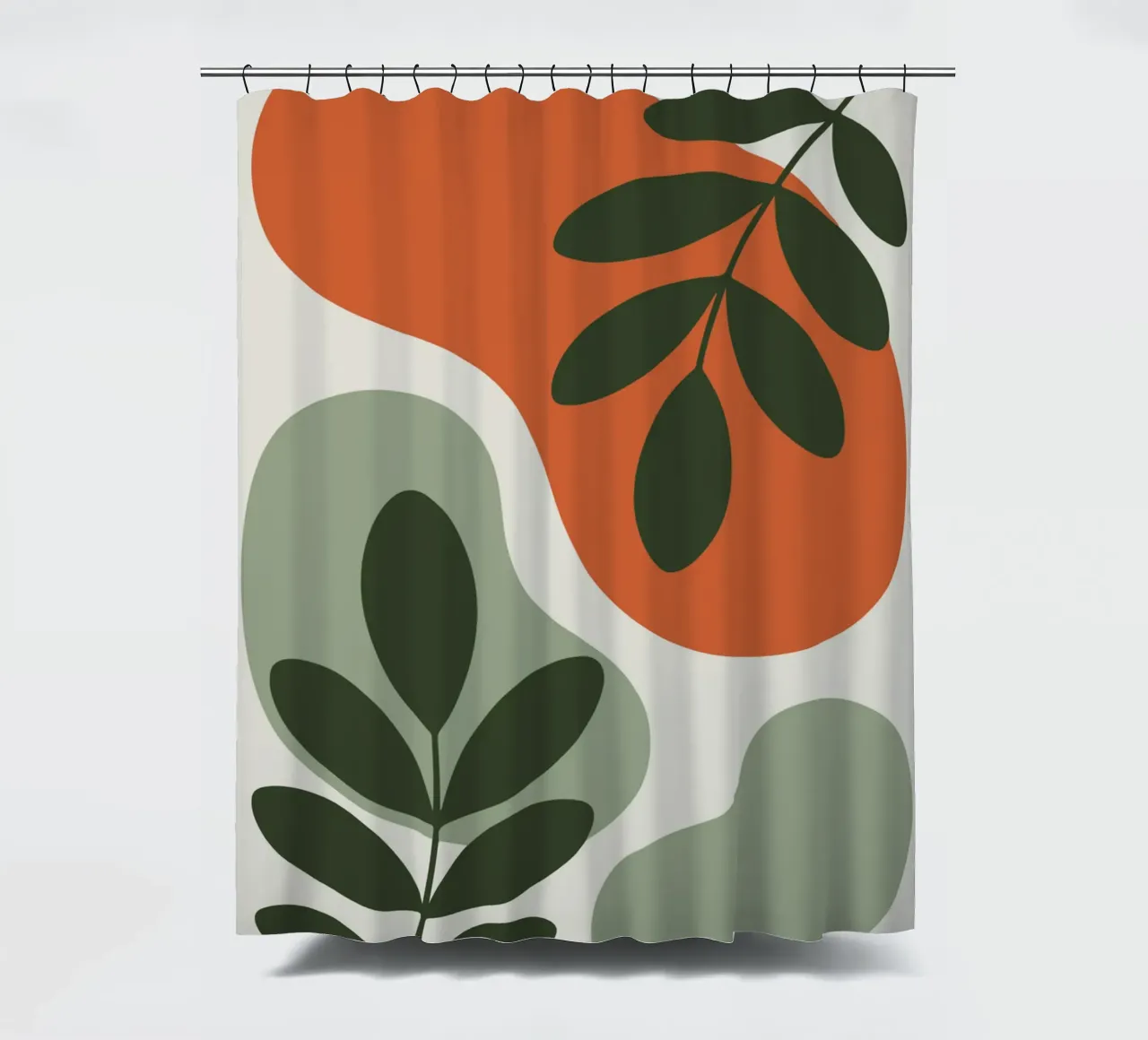 Overlapping Leaves on Organic Blobs Duschvorhang von LisaArtes