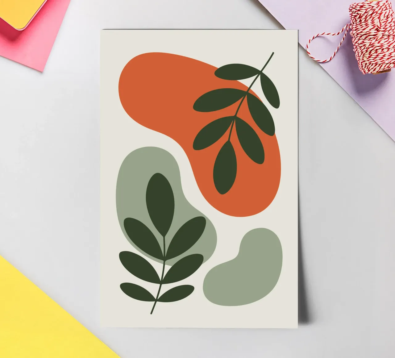 Overlapping Leaves on Organic Blobs Stickerbogen von LisaArtes
