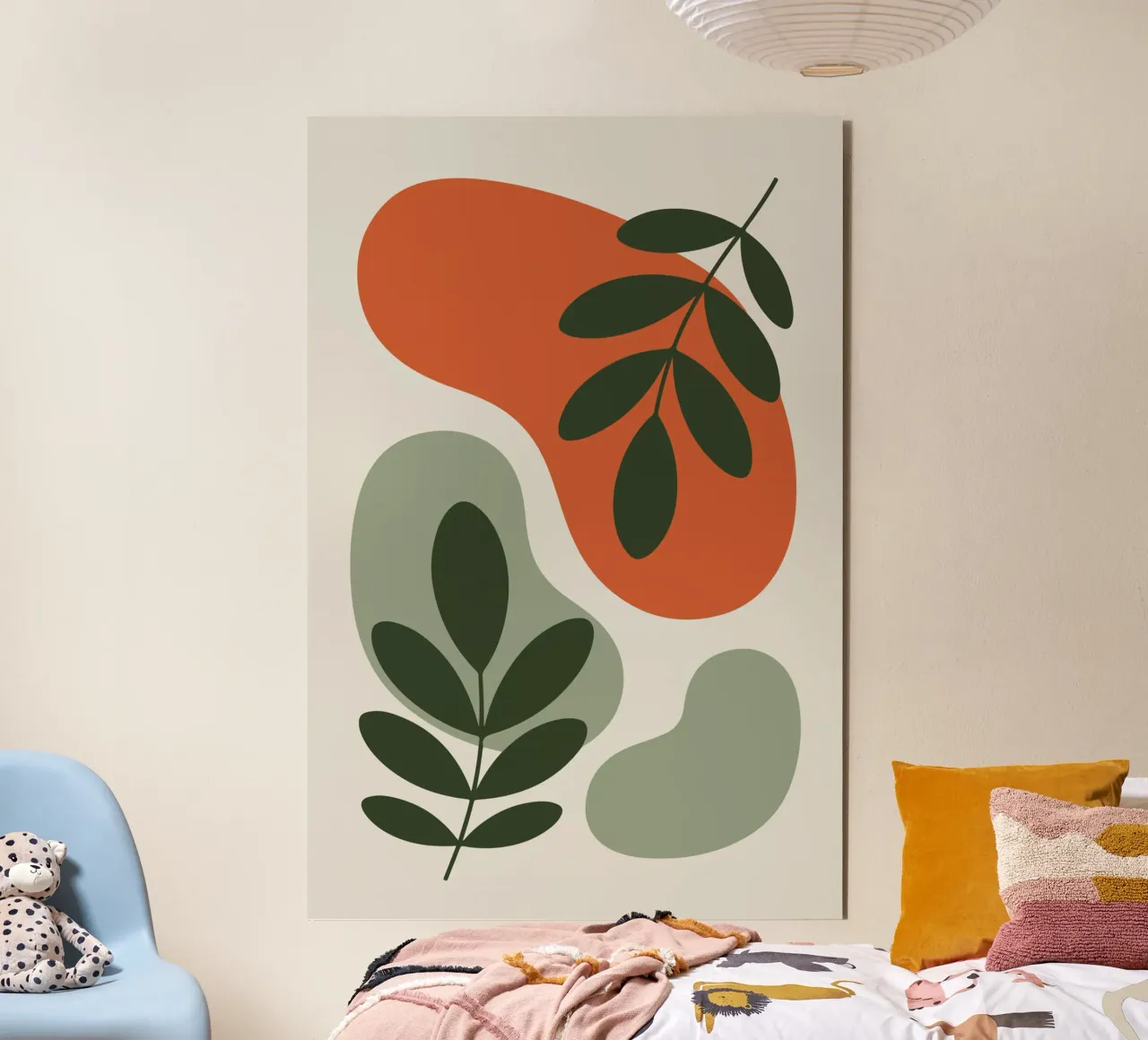 Overlapping Leaves on Organic Blobs pannello forex da LisaArtes