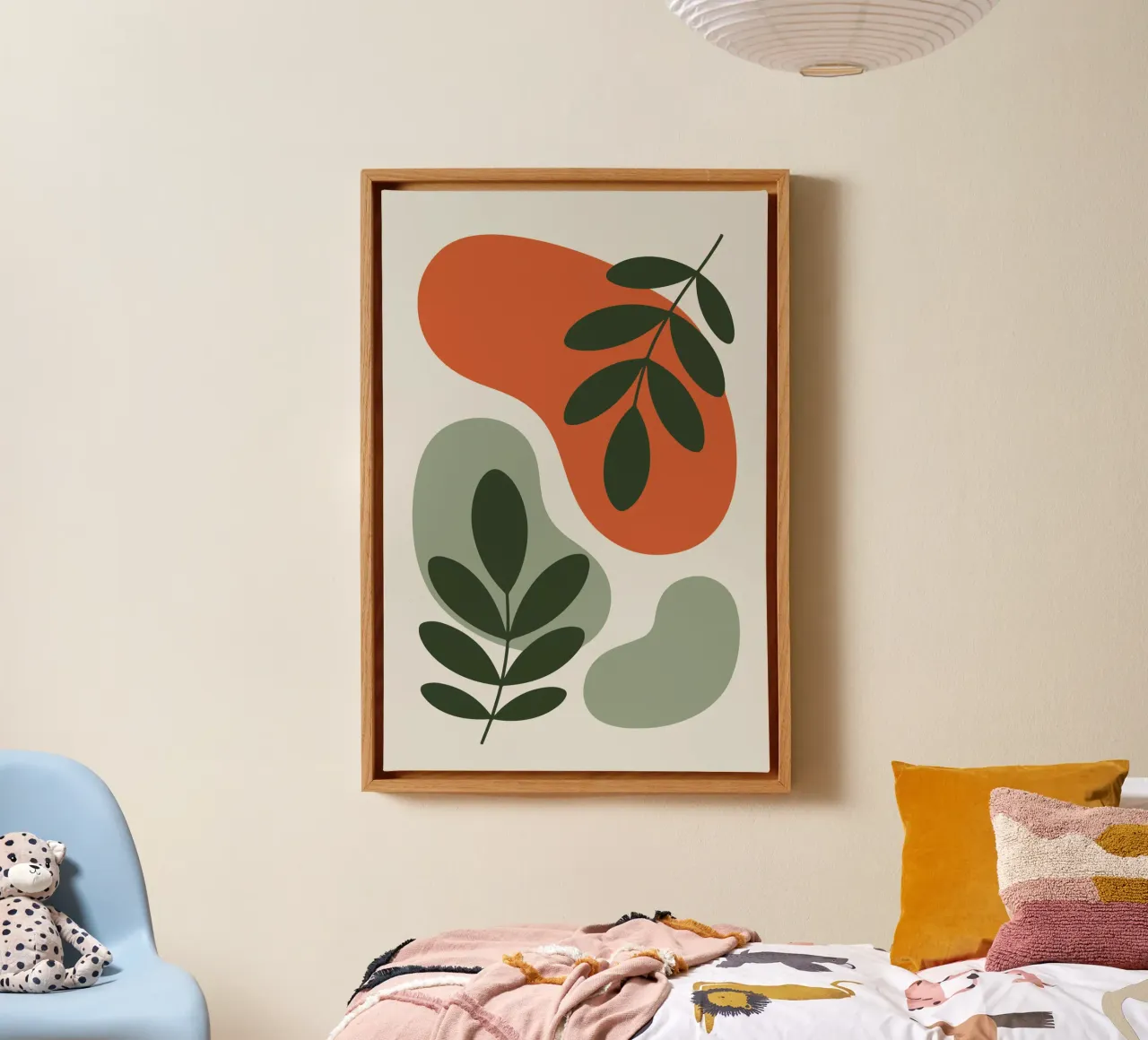 Overlapping Leaves on Organic Blobs toile de LisaArtes