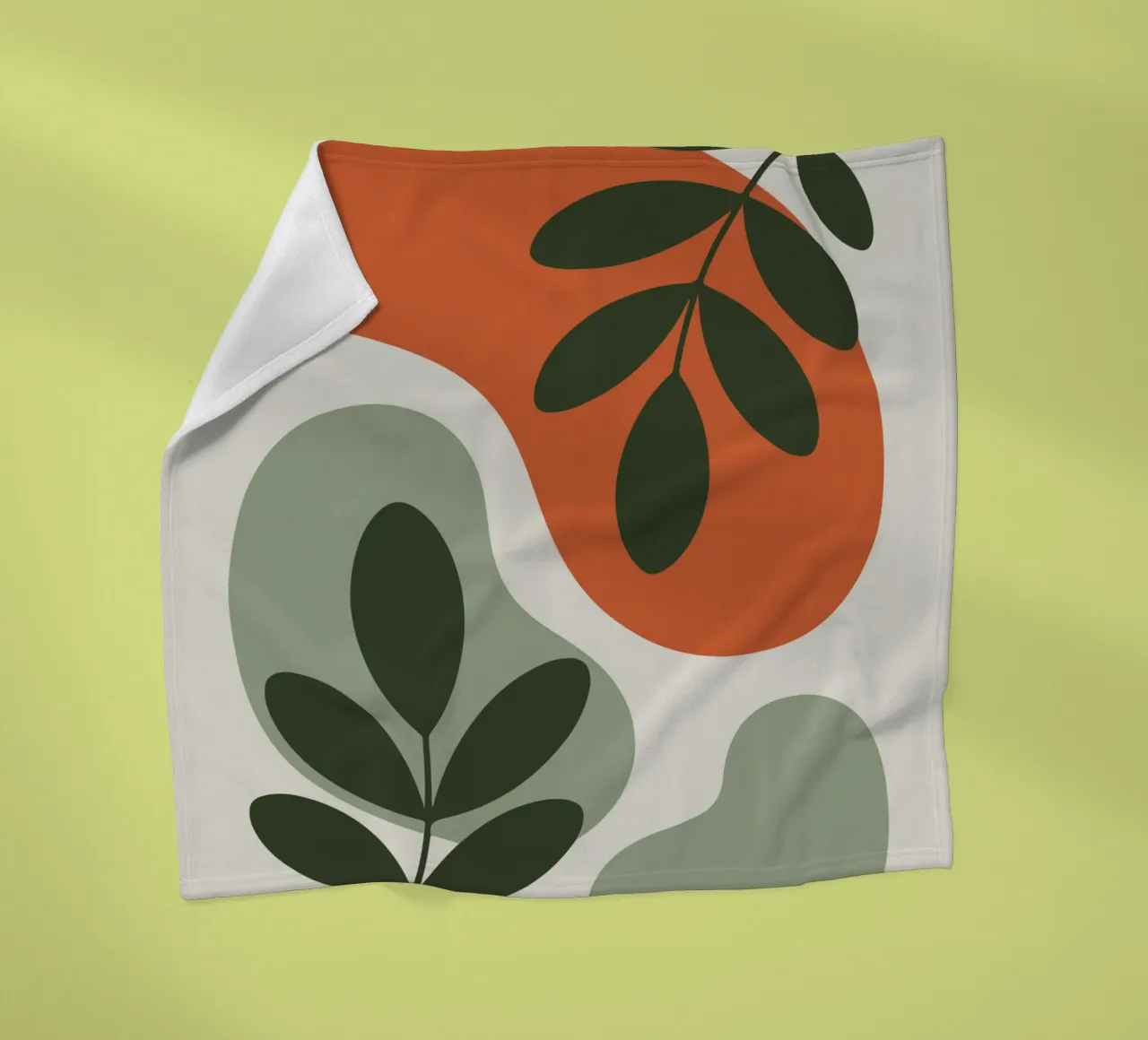 Overlapping Leaves on Organic Blobs manta de franela de LisaArtes