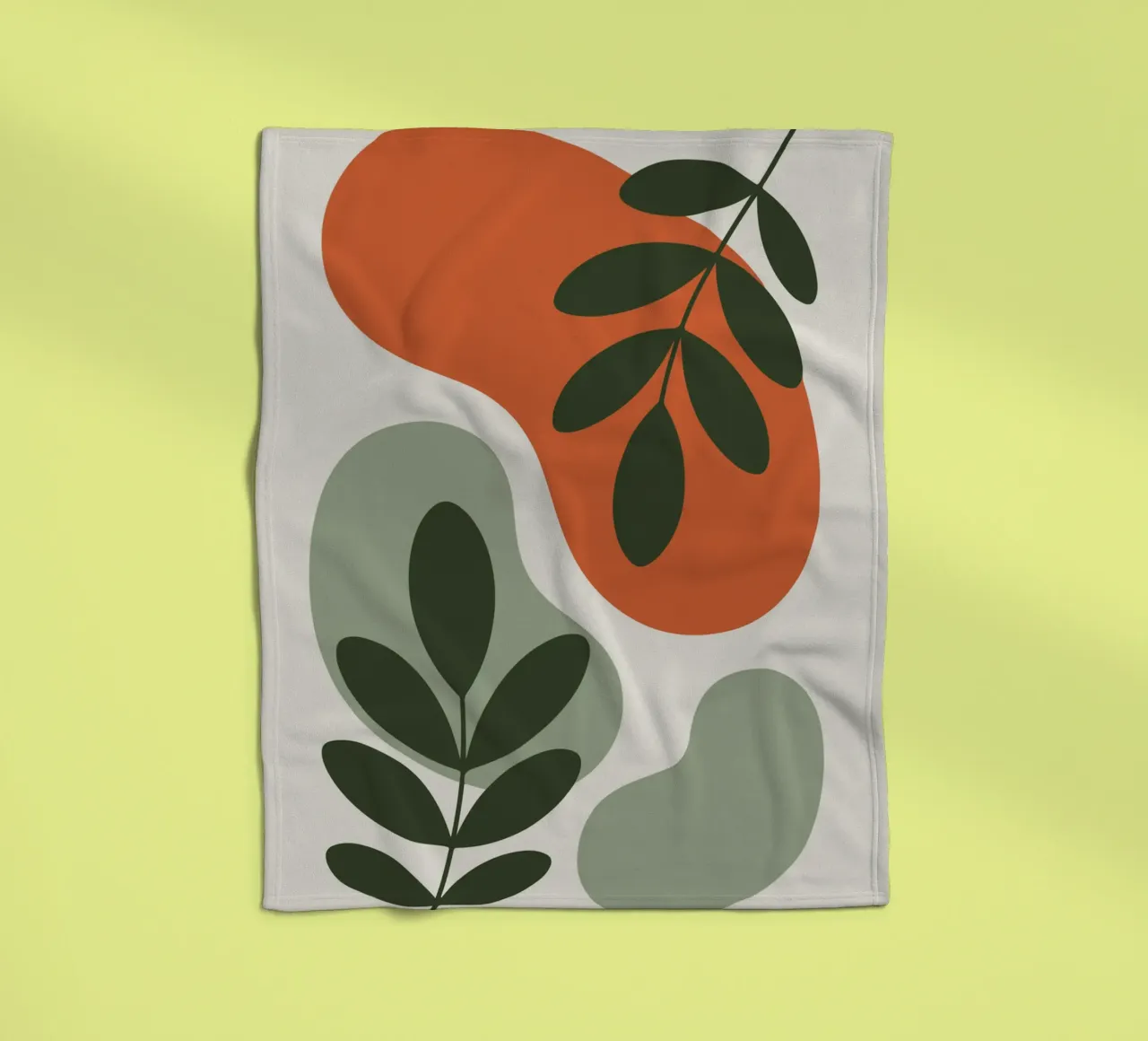 Overlapping Leaves on Organic Blobs manta de franela de LisaArtes