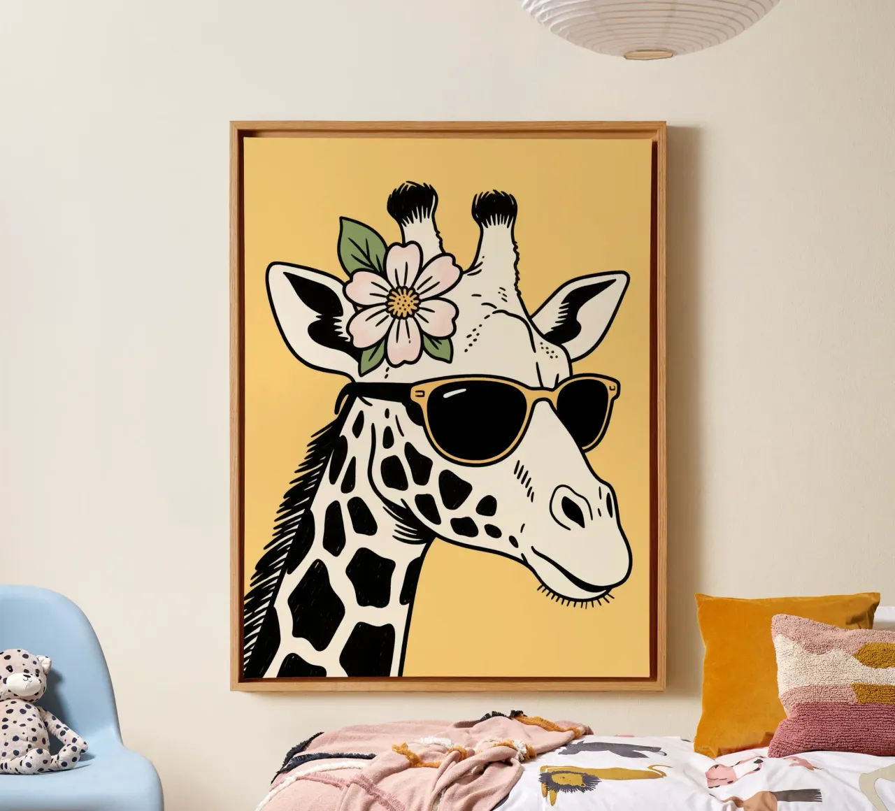 Funny Giraffe tela con Cornice a cassetta da knowledge