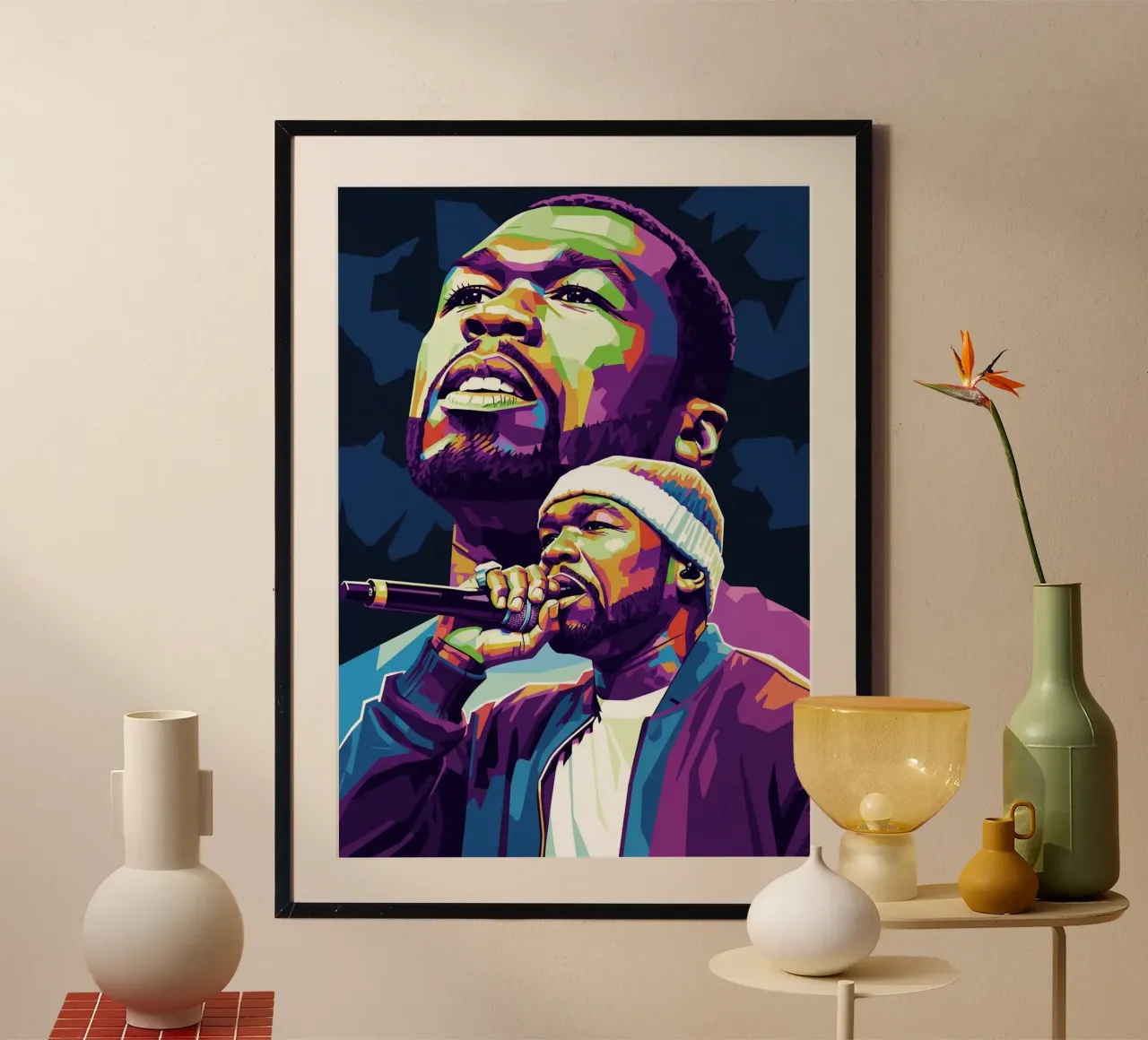 50 Cent questo è il rap poster con telaio in legno da Hantamrata