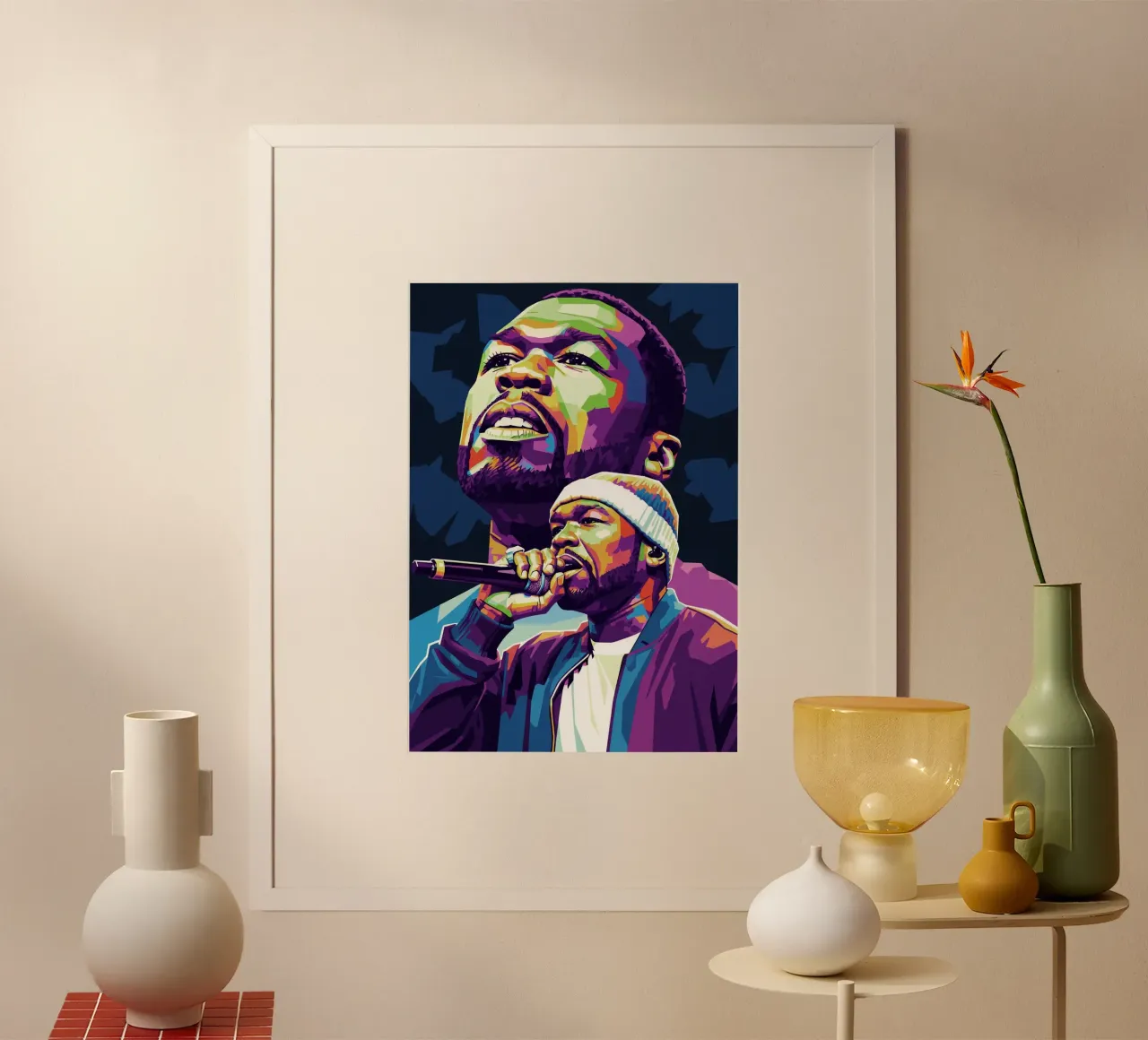 50 Cent questo è il rap poster con telaio in legno da Hantamrata
