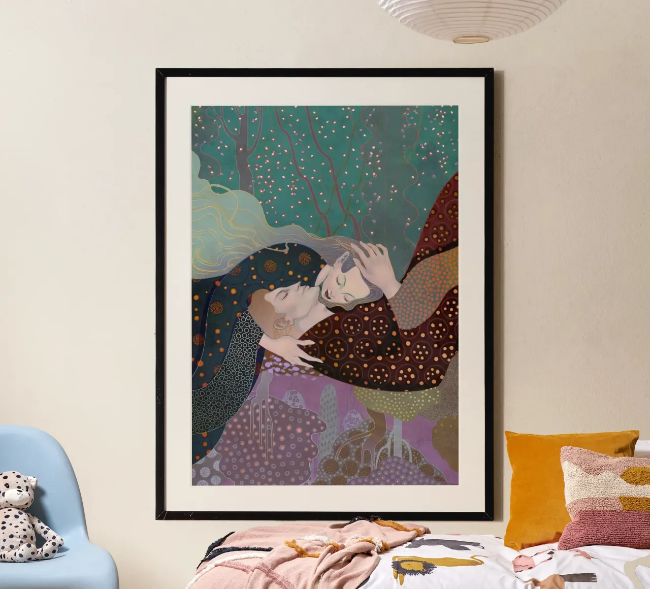 girl and boy hold together poster da comura