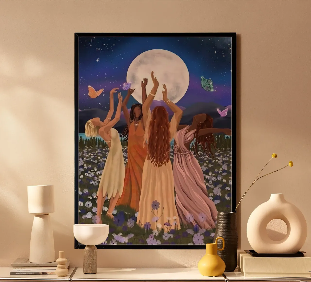 dancing in the moonlight poster con telaio in legno da Josum