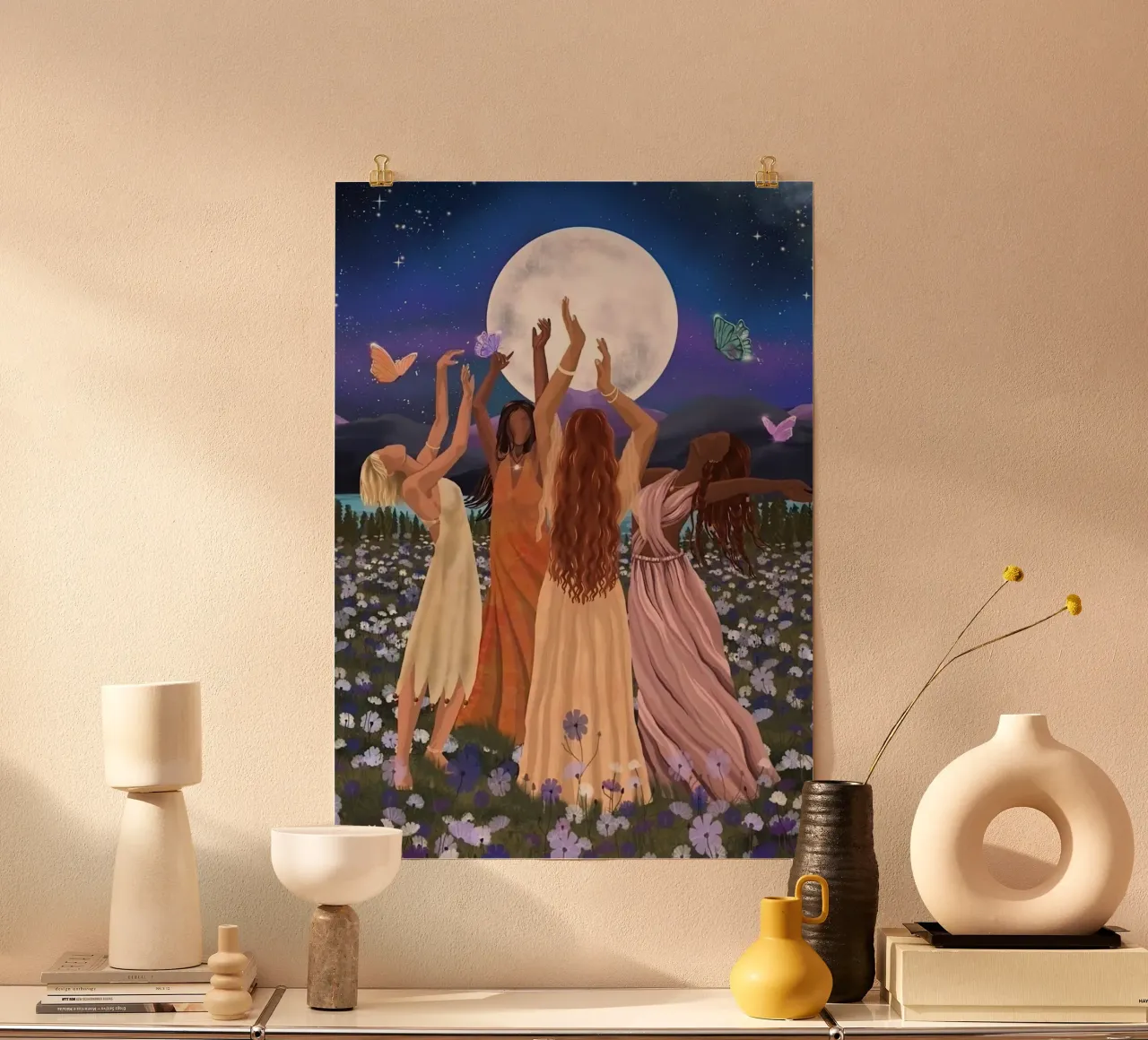 dancing in the moonlight poster con telaio in legno da Josum