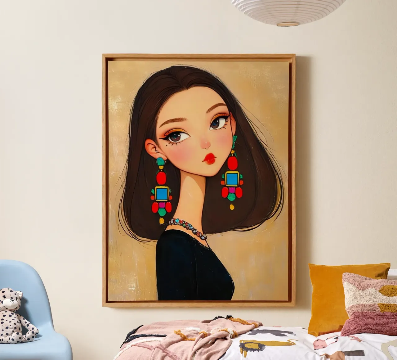 posture girl in the peace canvas met Baklijst van comura