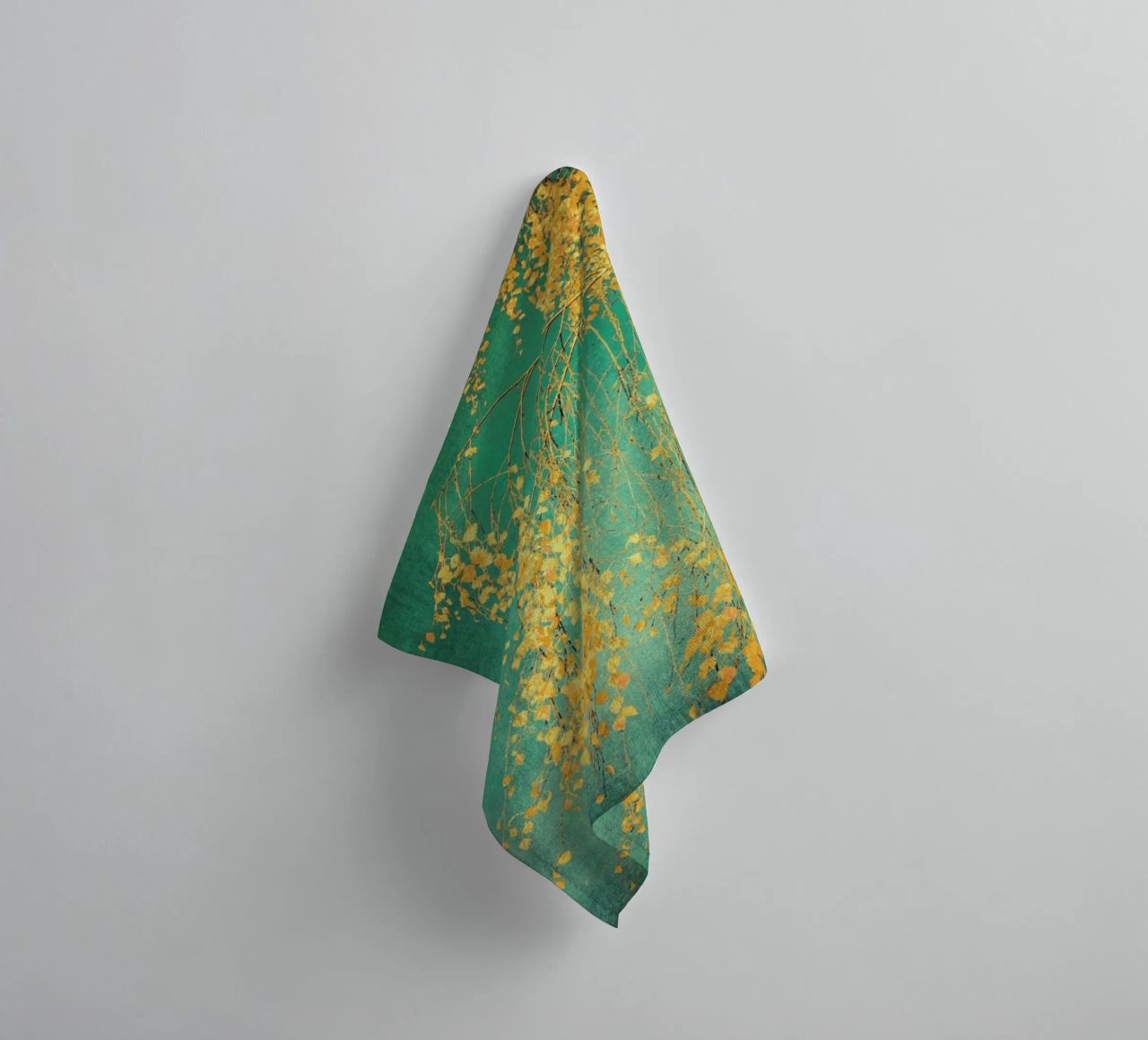 Birch Tree - Whispers of Yellow Emerald Green towel by Ingrid Beddoes