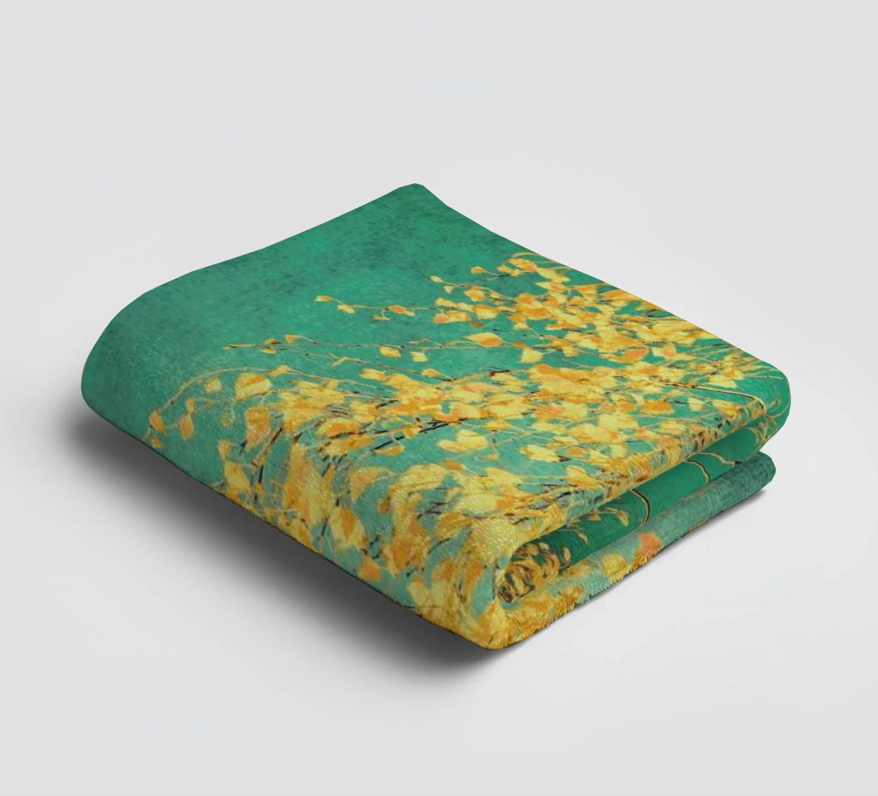 Birch Tree - Whispers of Yellow Emerald Green towel by Ingrid Beddoes