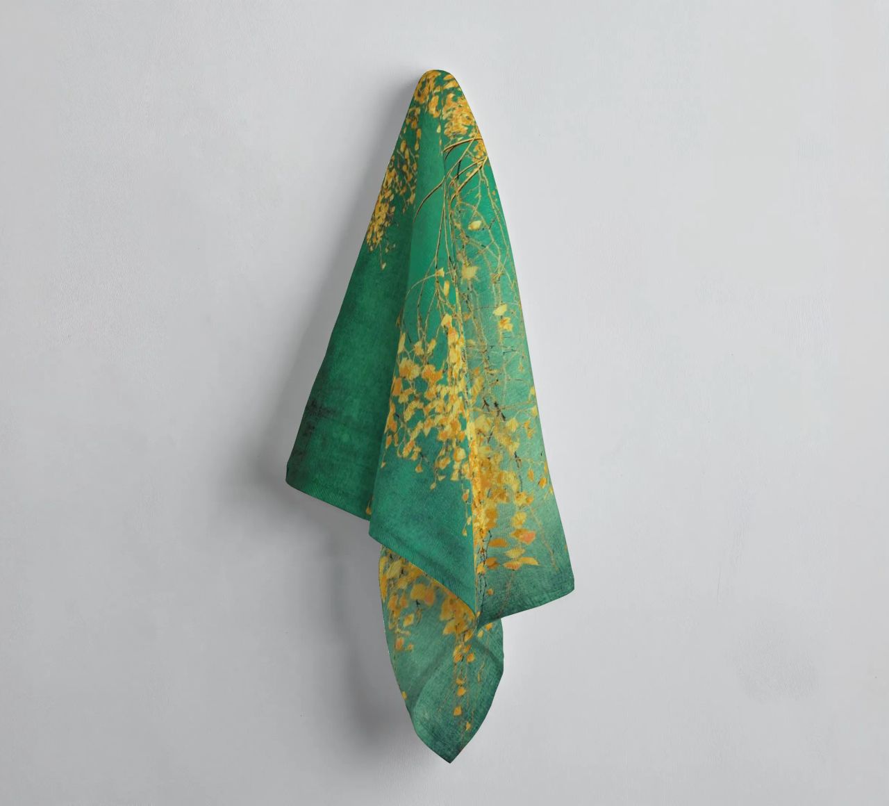 Birch Tree - Whispers of Yellow Emerald Green towel by Ingrid Beddoes