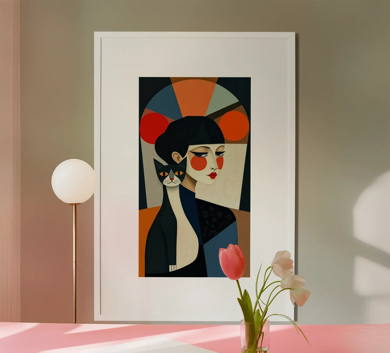 girl and cat in art color poster da Josum