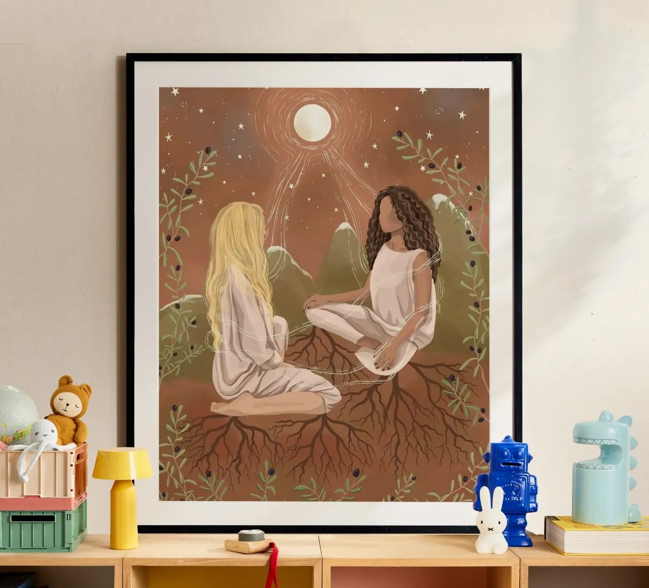 girl with power of natural poster con telaio in alluminio da comura
