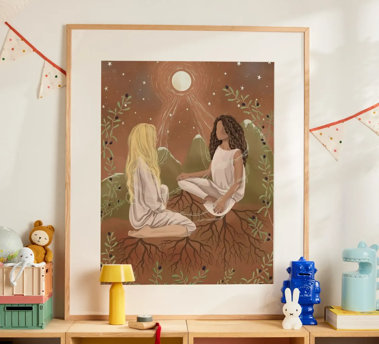 girl with power of natural poster con telaio in alluminio da comura