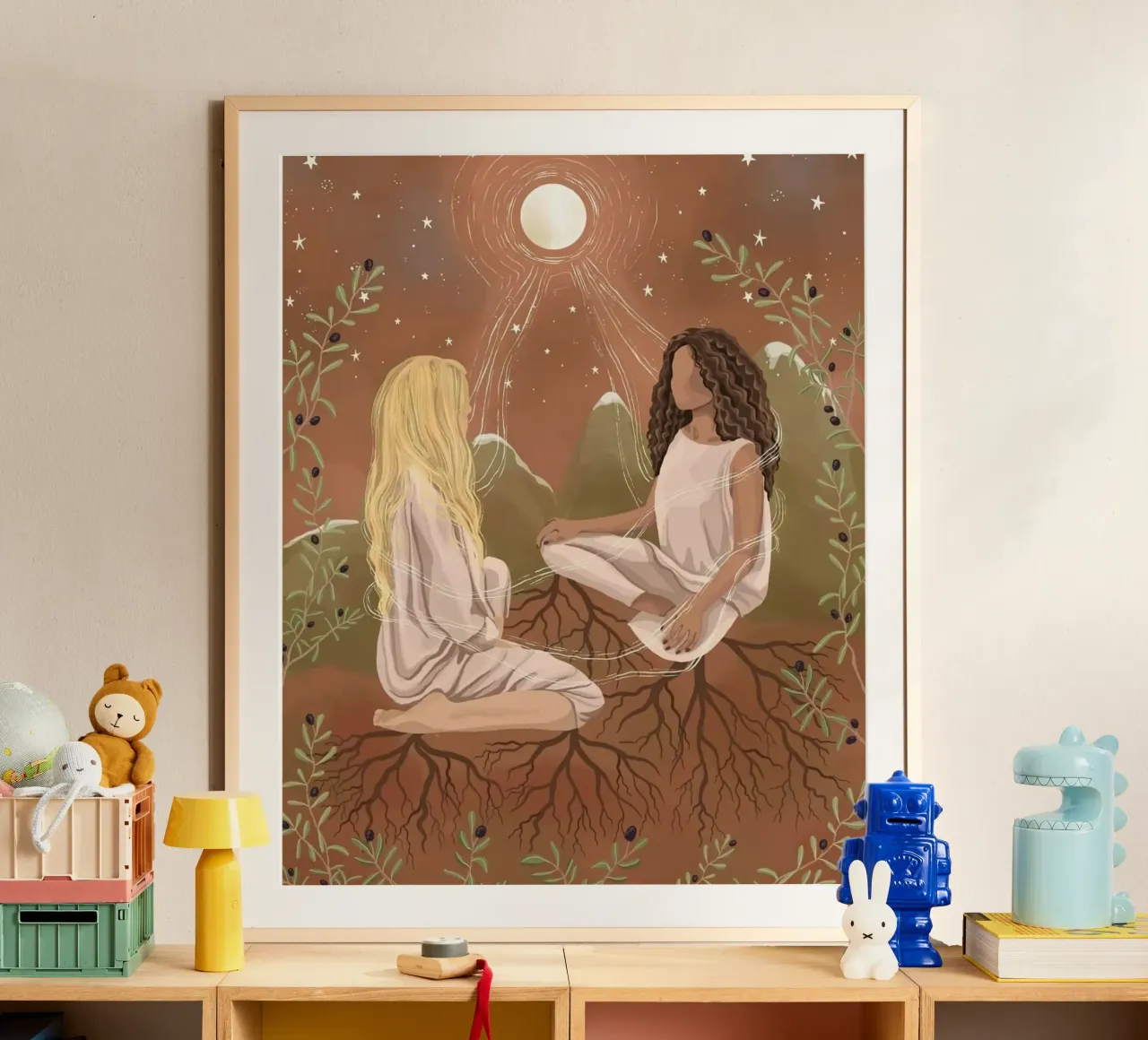 girl with power of natural poster con telaio in alluminio da comura