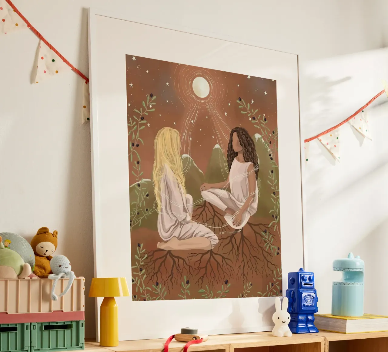 girl with power of natural poster con telaio in alluminio da comura