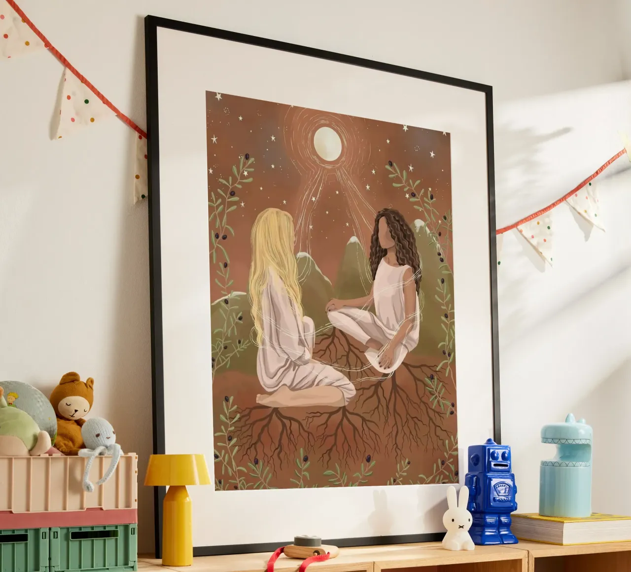 girl with power of natural poster con telaio in alluminio da comura
