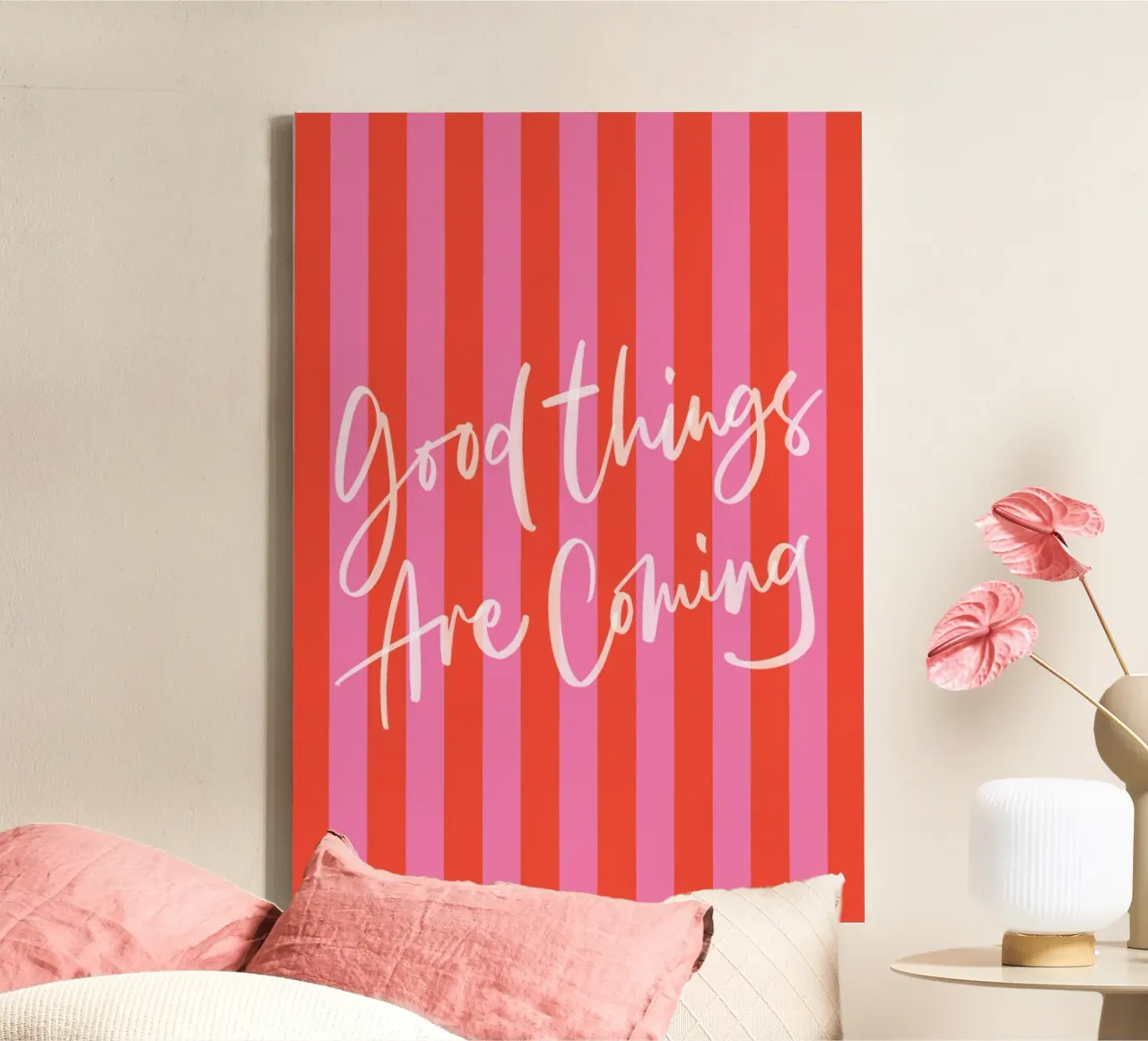 Good Things Are Coming Typography canvas with Floater frame by The Art Club
