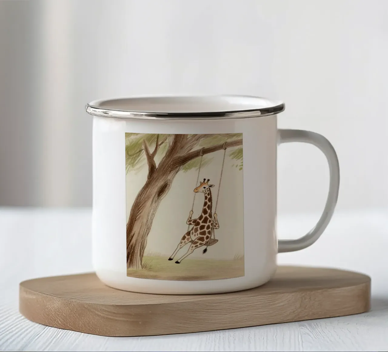 Playing Giraffe tazza in smalto da knowledge