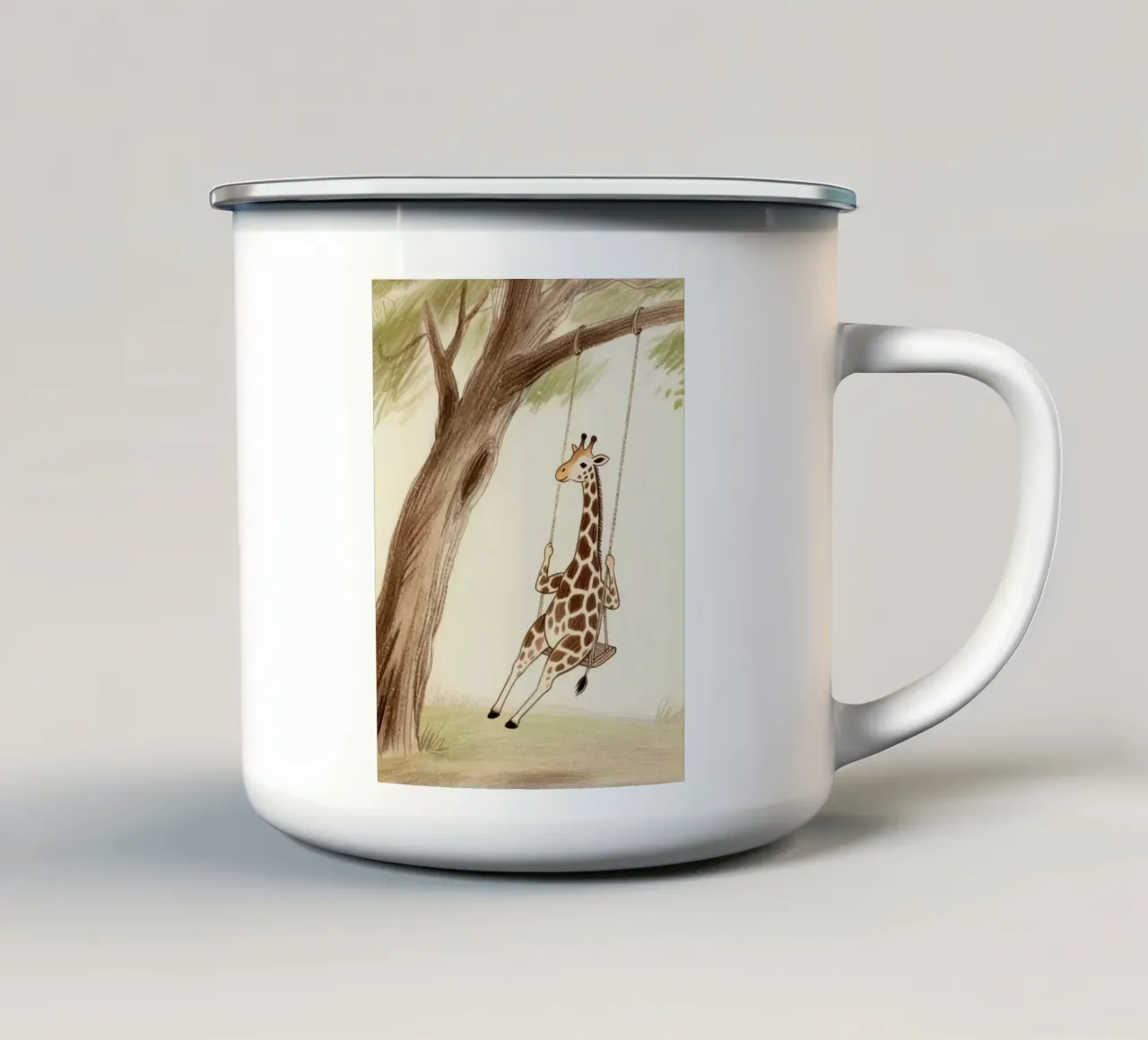 Playing Giraffe tazza in smalto da knowledge