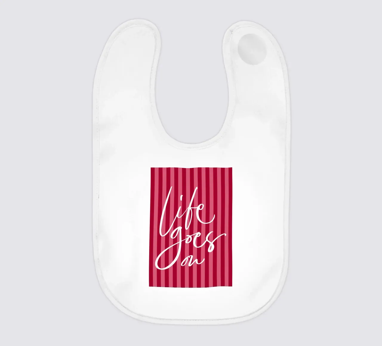 Citazione positiva con design a strisce rosa e rosse bavaglino da The Art Club