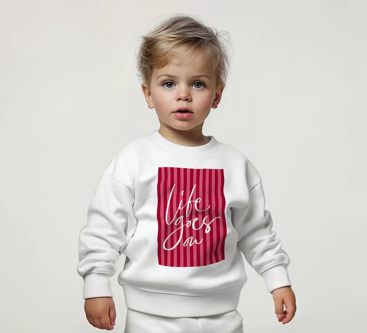 Citazione positiva con design a strisce rosa e rosse felpa neonato da The Art Club