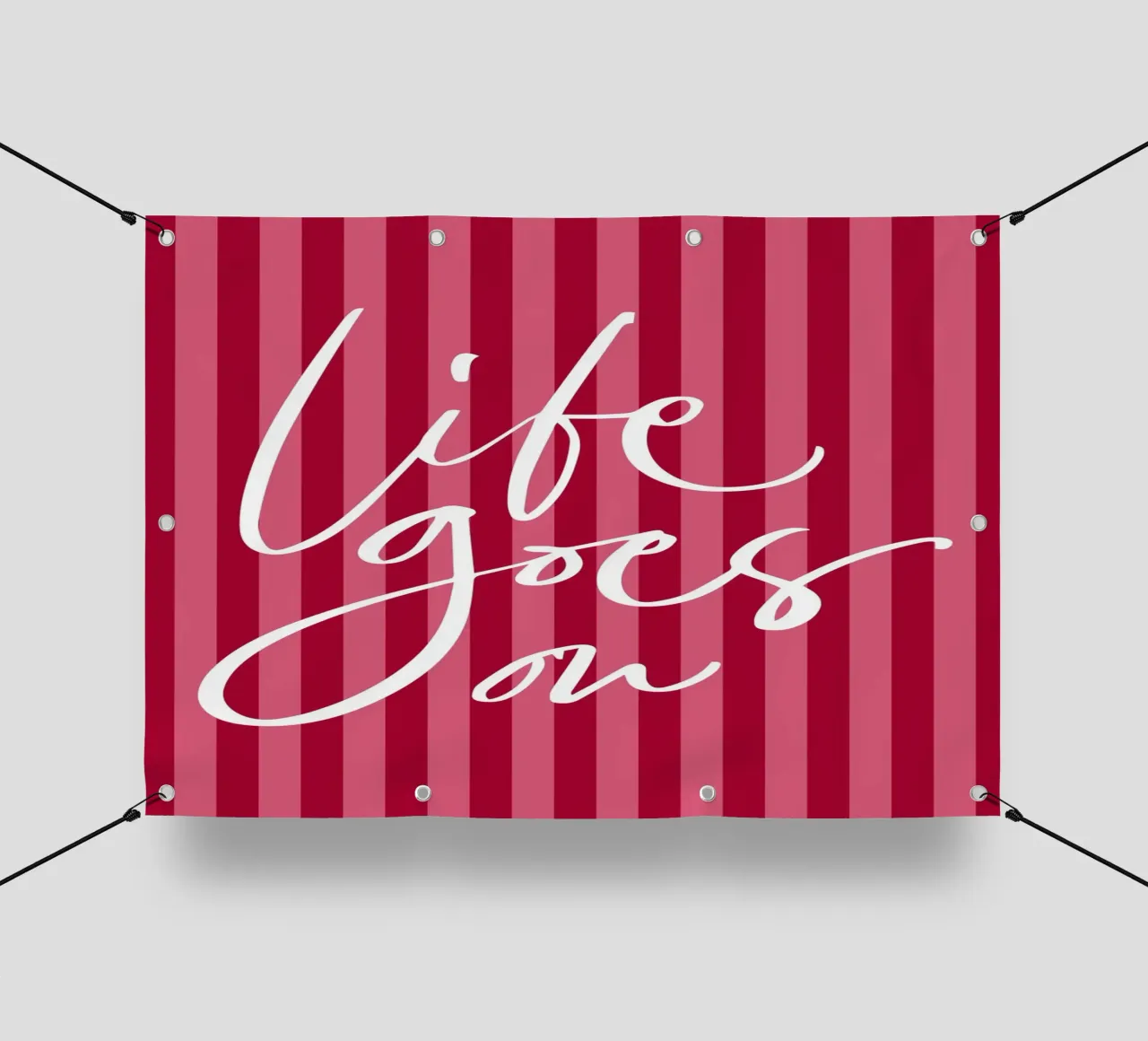 Citazione positiva con design a strisce rosa e rosse telo in pvc da The Art Club