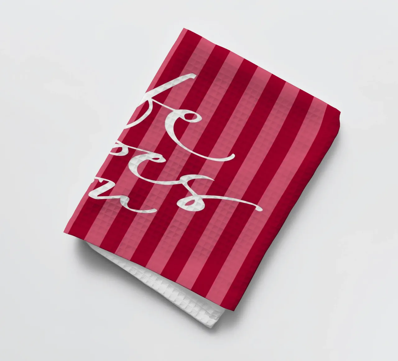 Citazione positiva con design a strisce rosa e rosse canovaccio da cucina da The Art Club