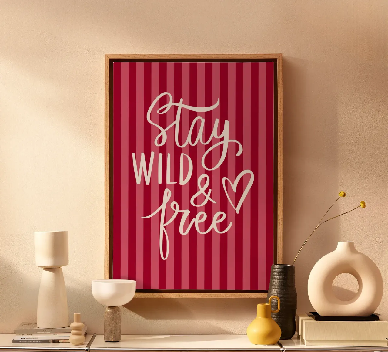 Stay wild and free quote canvas with Floater frame by The Art Club