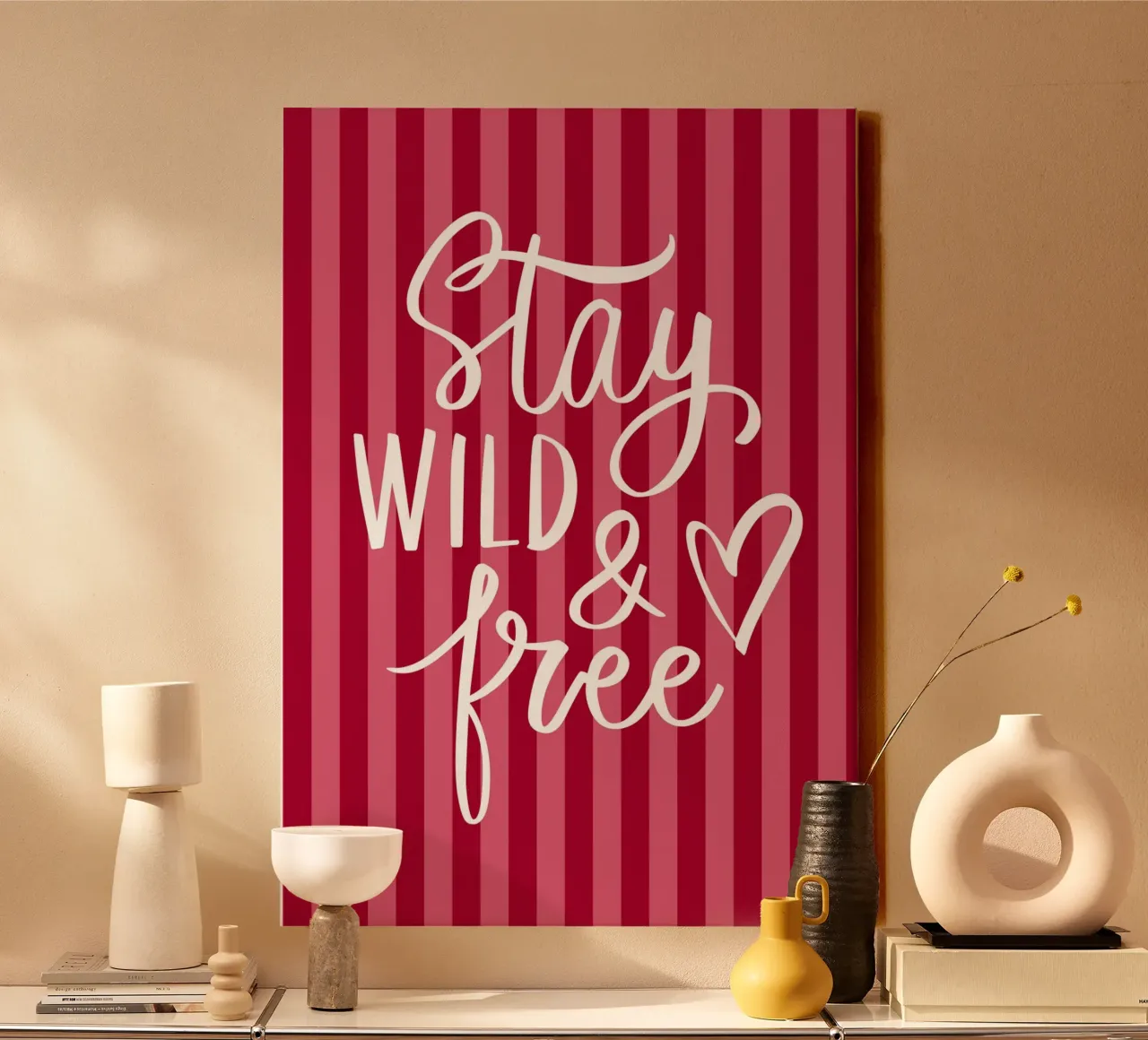 Stay wild and free quote canvas with Floater frame by The Art Club