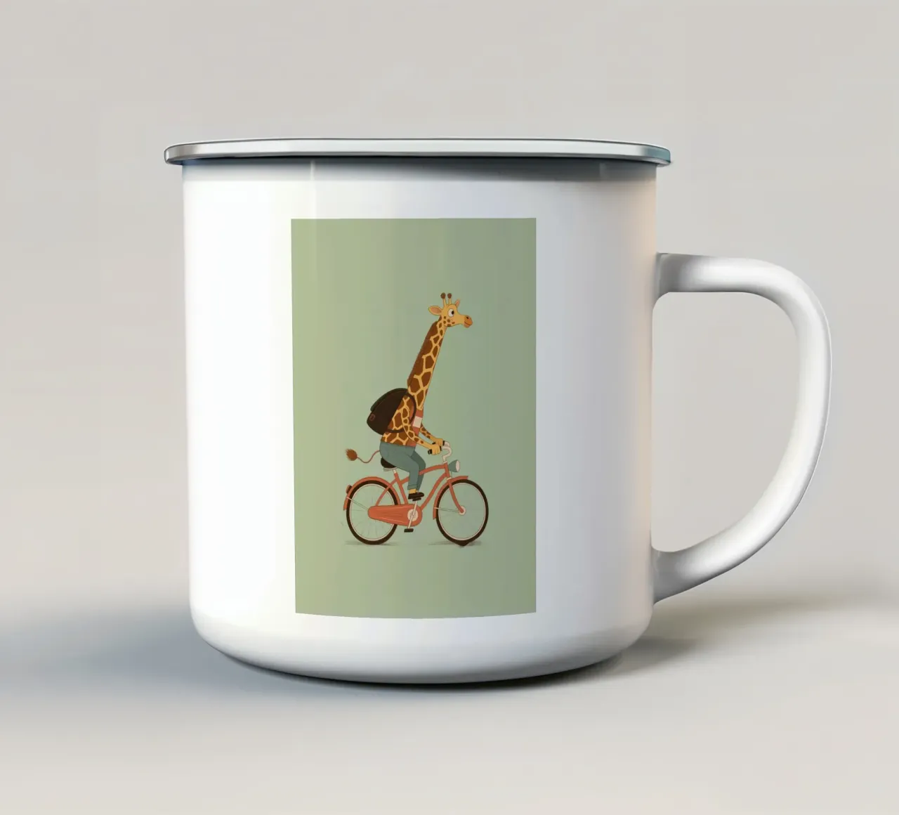 cycling giraffe tazza in smalto da knowledge