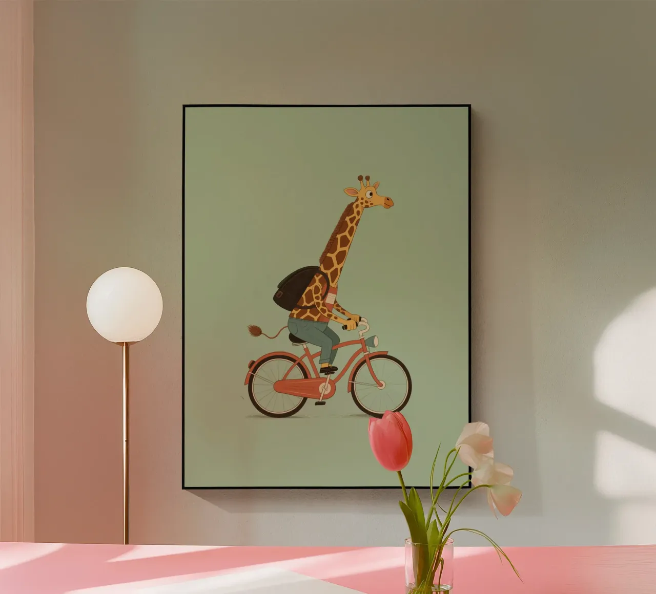 cycling giraffe plexiglass da knowledge