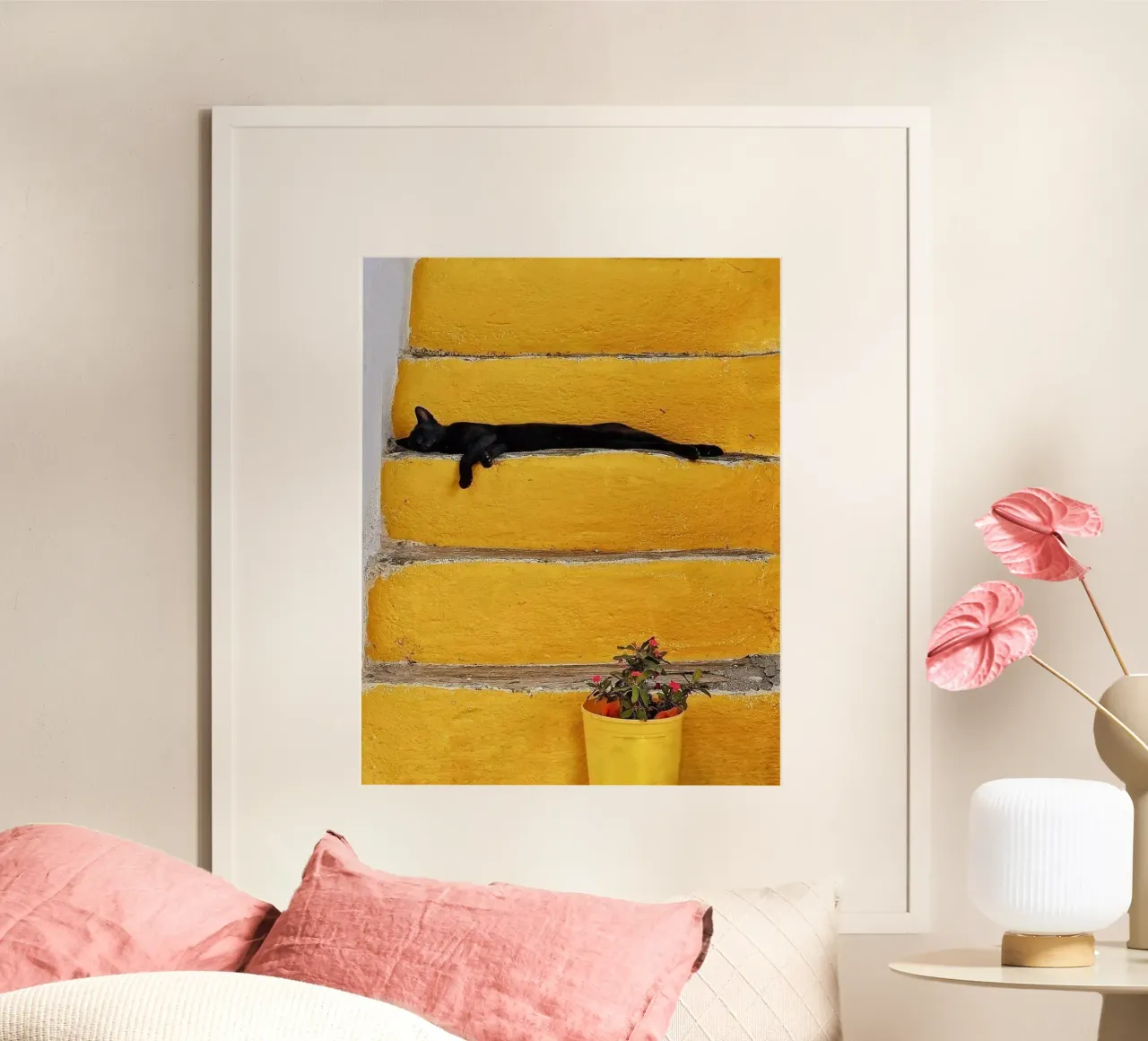 cat lie on stair poster da sophiaz